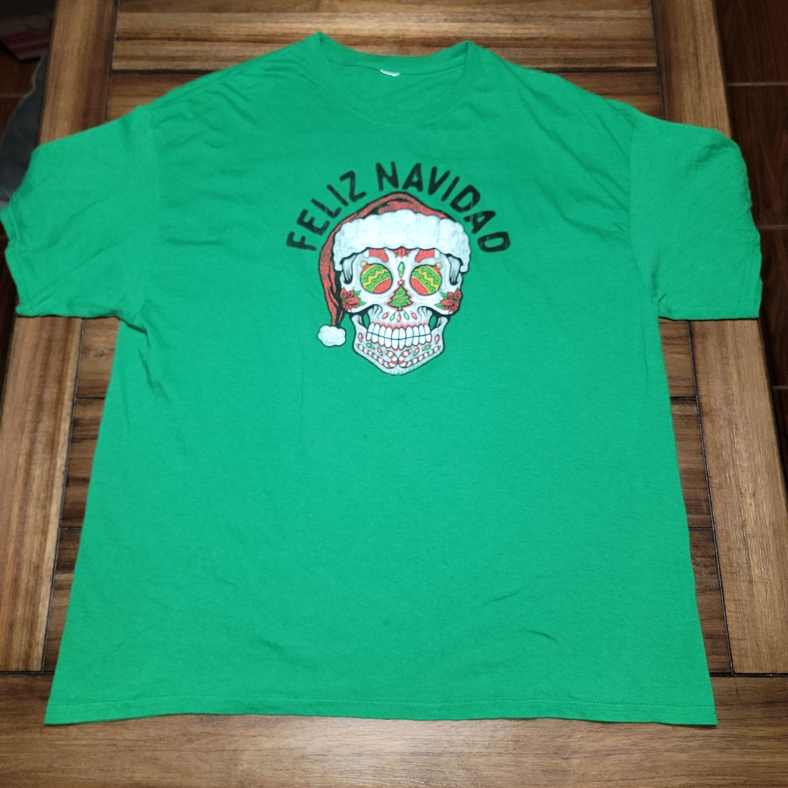 Other Green Feliz Navidad Sugar Skull Unisex Tee - Size 2XL Size US XXL / EU 58 / 5 - 1 Thumbnail