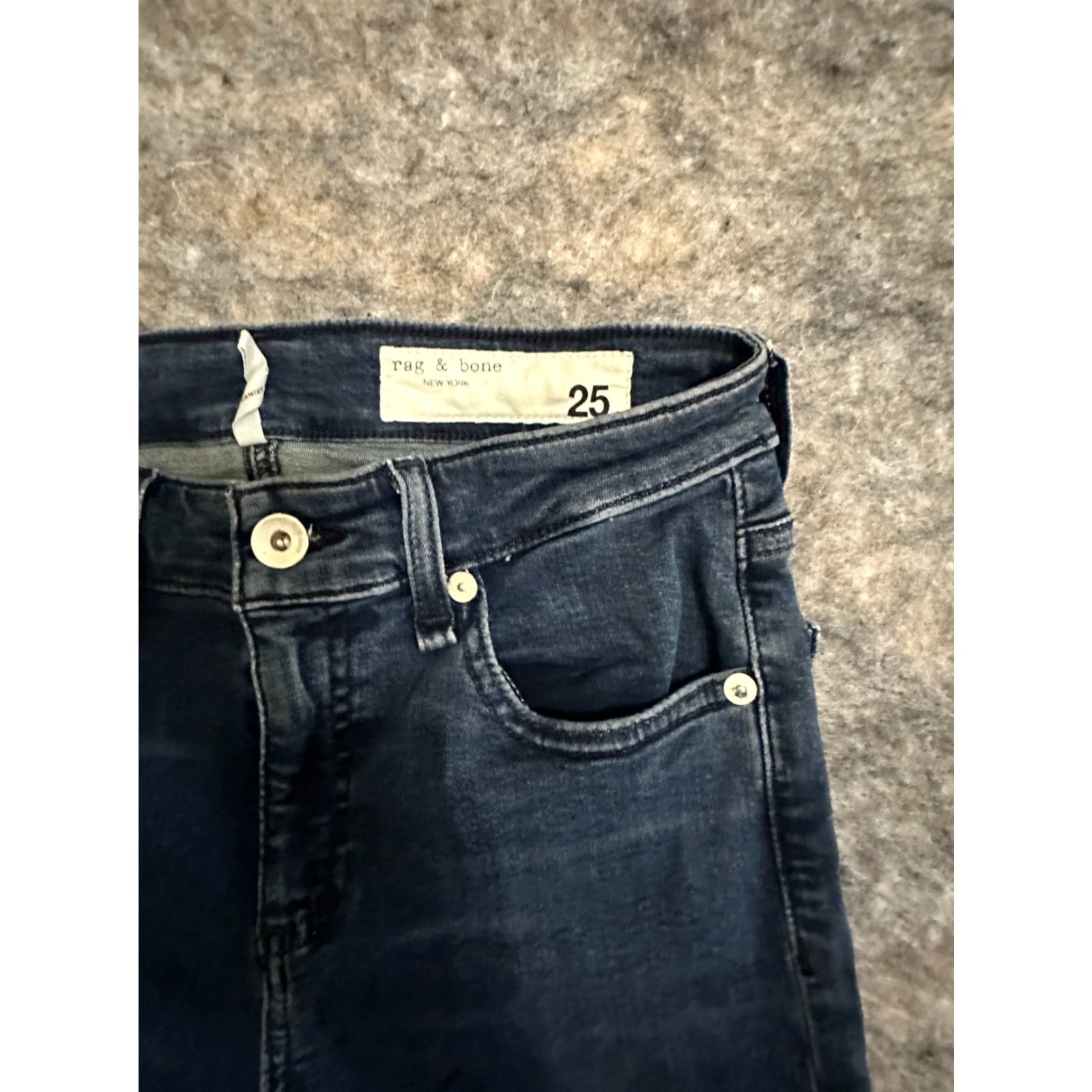 Rag & Bone Rag & Bone Jeans Womens 25 Blue Denim Casual Regular Zip Button Skinny Mid Rise Classic Modern Size 42" / US 20 - 2 Thumbnail