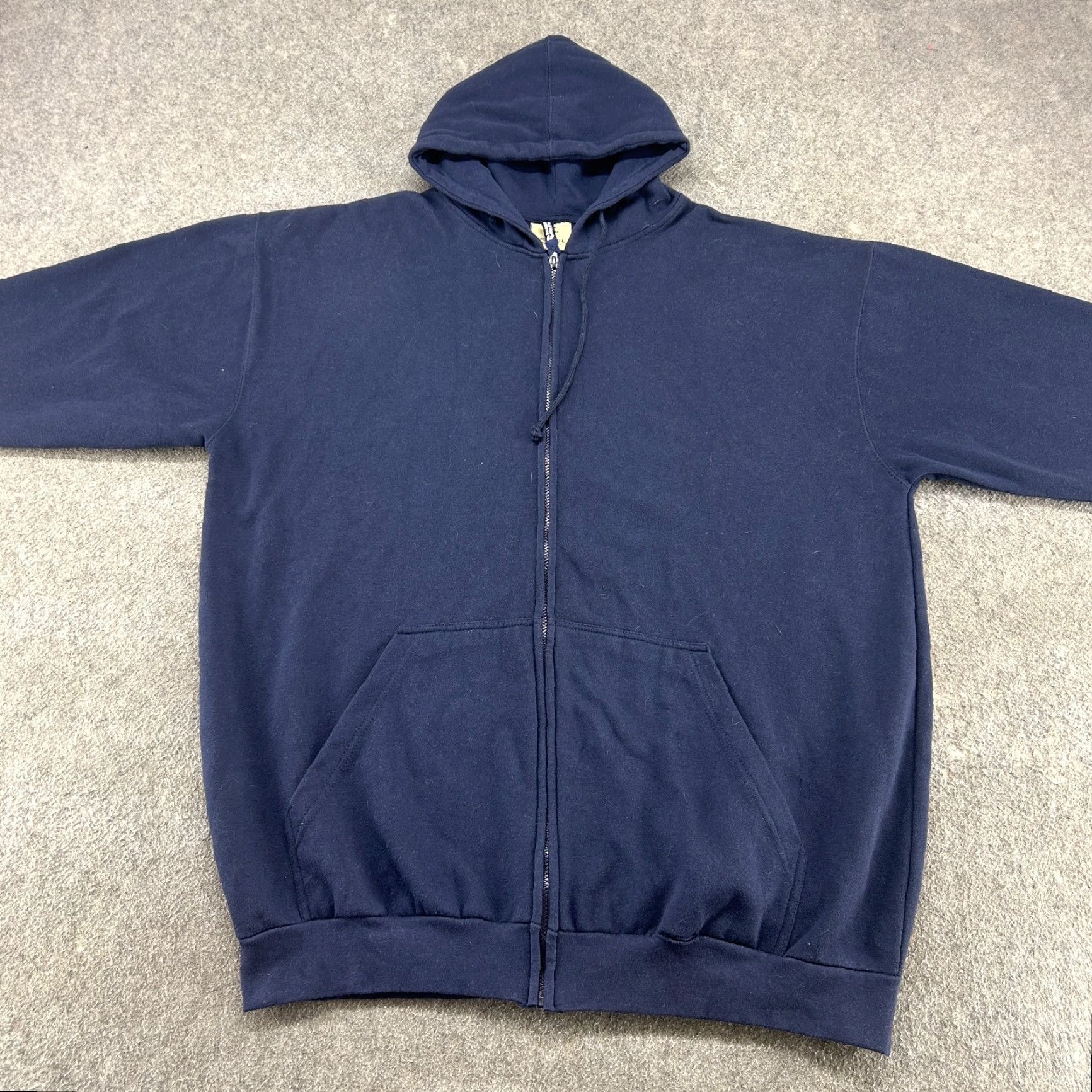 Russell Athletic VINTAGE Russell Hoodie Mens 3XLT Blue Navy Full Zip Cotton Drawstring 90s Zipper Logo Size US XXL / EU 58 / 5 - 4 Thumbnail