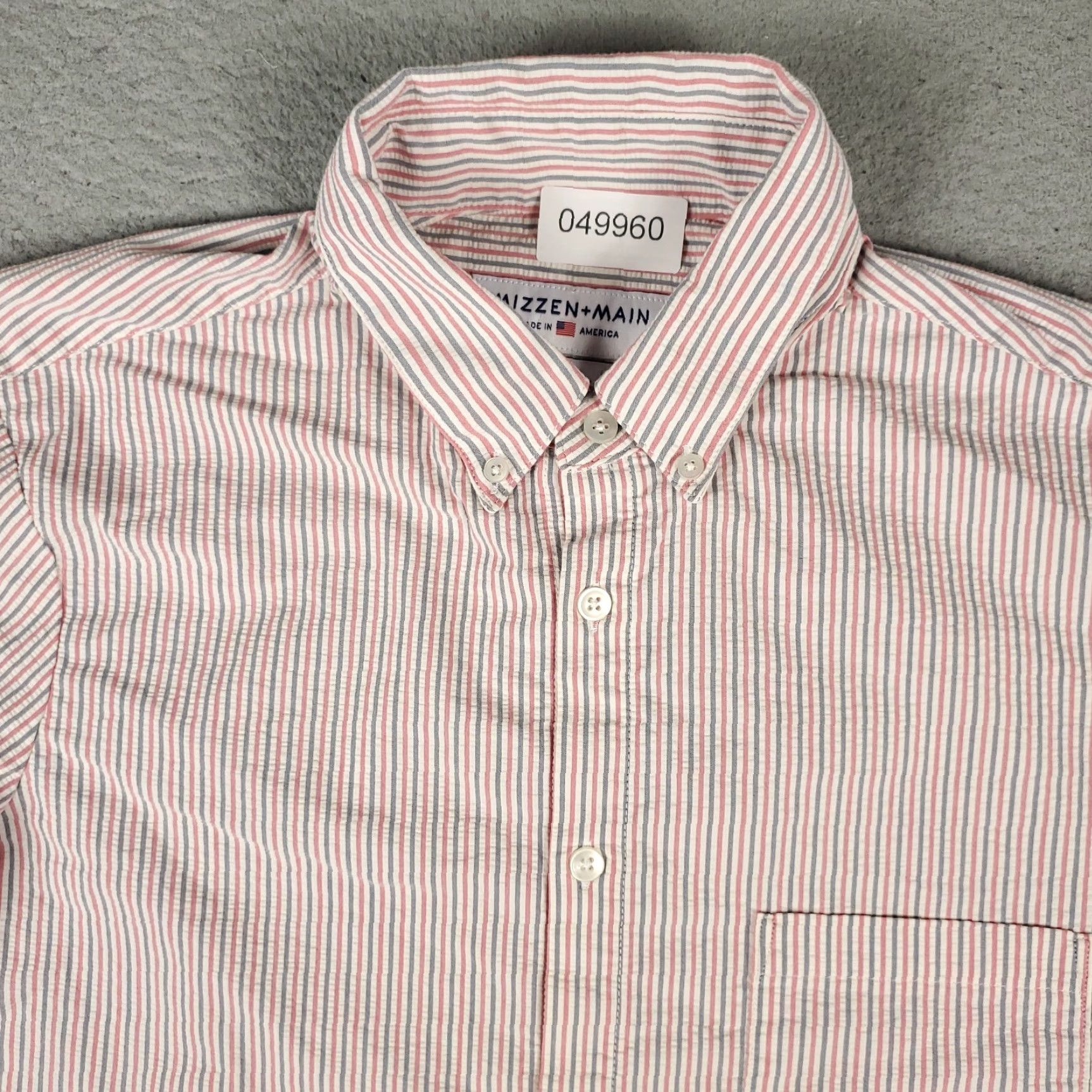 Mizzen+Main Mizzen+Main Shirt Mens L Red Striped Seersucker Slim Fit Short Sleeve Button-Up Col... Size US L / EU 52-54 / 3 - 2 Thumbnail