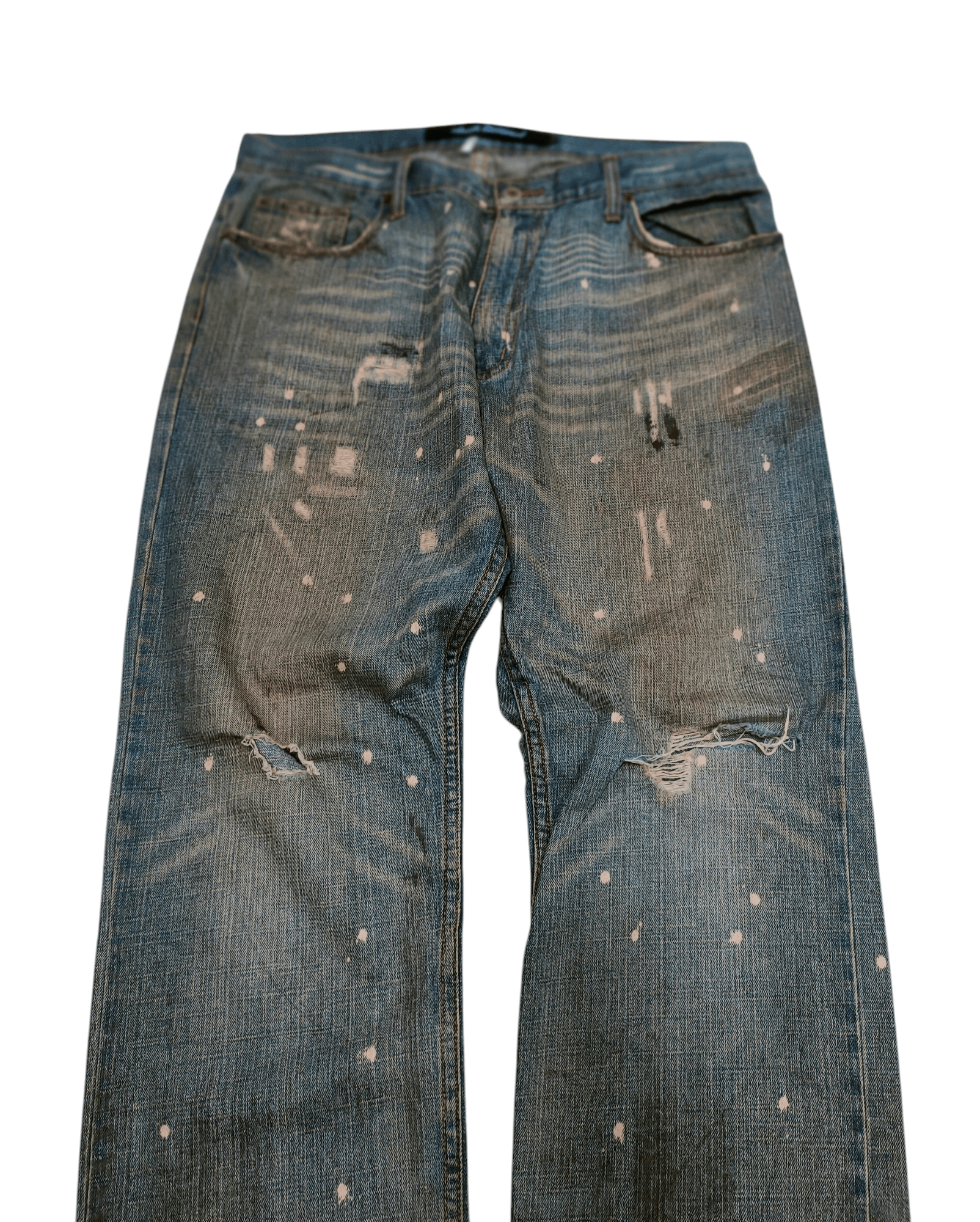 Japanese Brand 💥Flared Buckle Back Stick Around Loose Denim 💥 Size US 36 / EU 52 - 6 Thumbnail