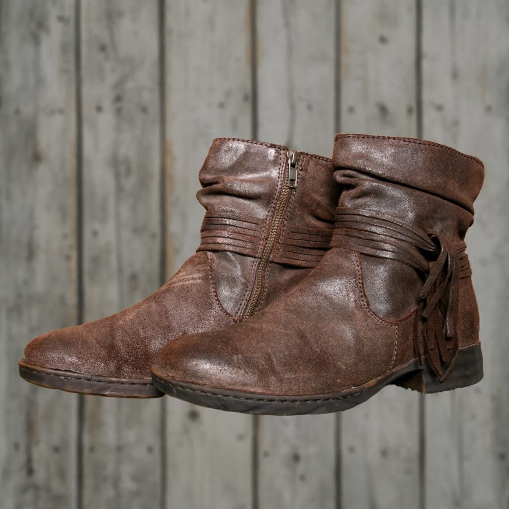 Born BORN Cross Distressed Brown Suede Leather Slouchy Ankle Boots Sz. 8M Size US 8 / IT 38 - 1 Thumbnail