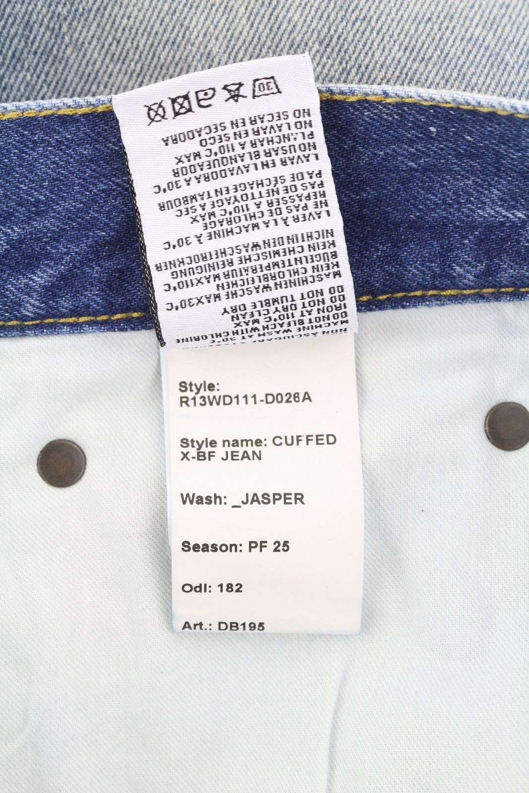 R13 CUFFED X-BF 27 Jasper Straight Faded Blue Zip PF25 86638 Size 27" / US 4 / IT 40 - 8 Thumbnail