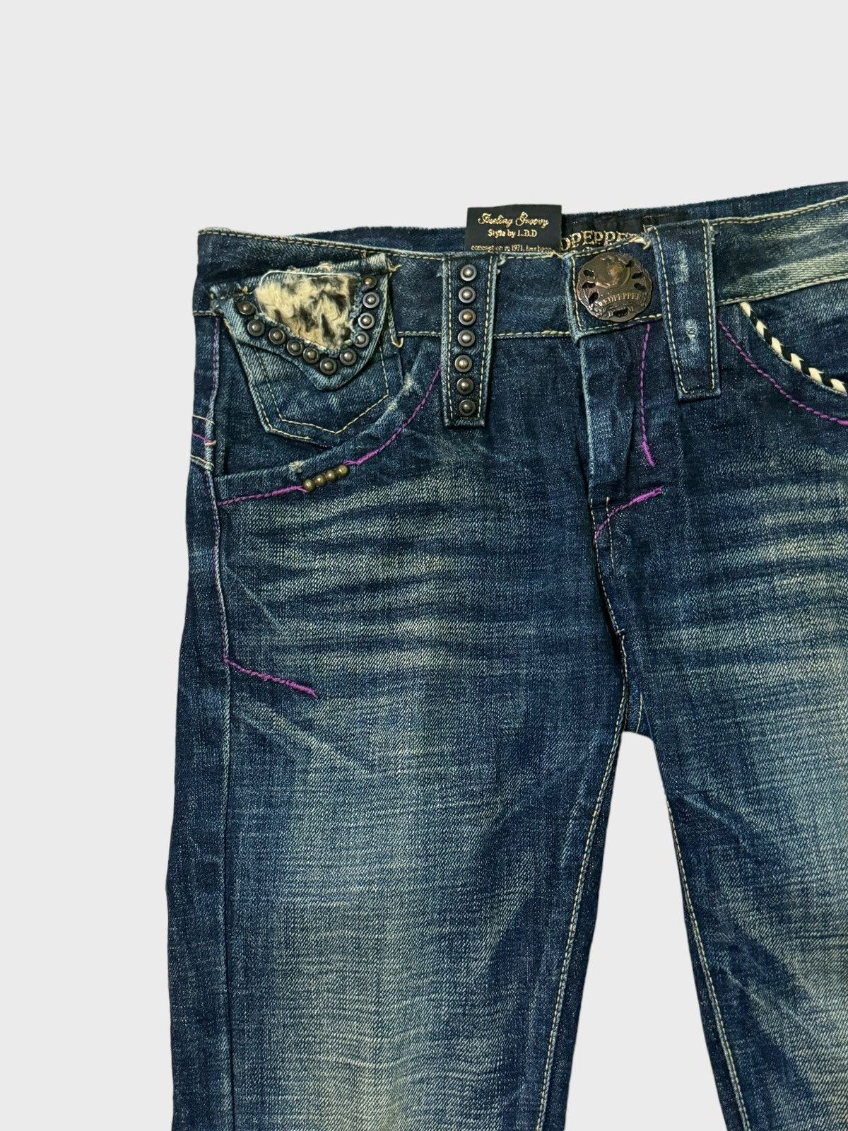 Hysteric Glamour Flare REDPEPPER Buckle Rare Design Clawmark Low Rise Denim Size US 29 - 4 Thumbnail