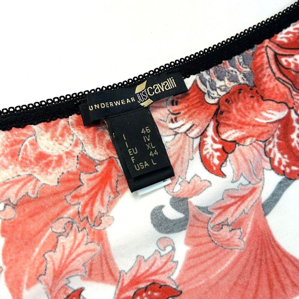 Just Cavalli y2k Cavalli white short sleeve top, red black floral print Size L / US 10 / IT 46 - 3 Thumbnail