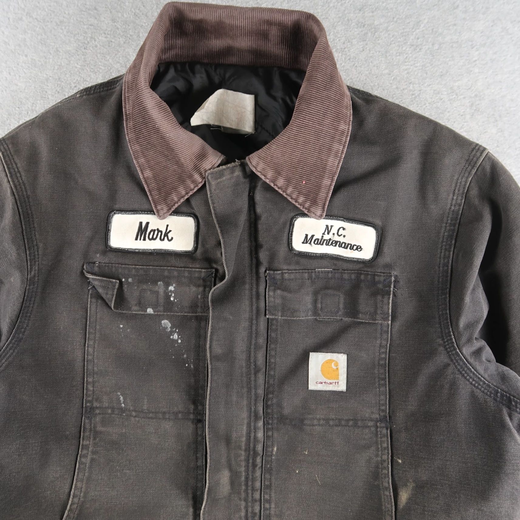 Carhartt VINTAGE Carhartt Jacket L Black Distressed Faded Cotton Canvas Workwear 90s Quilted Lined Mens Size US L / EU 52-54 / 3 - 3 Thumbnail