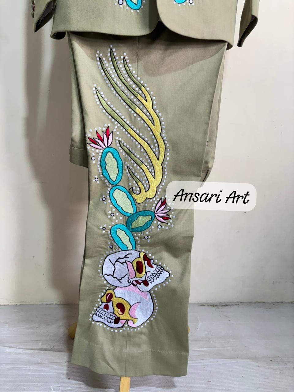 Other Men 2PC Customized Skeleton Embroidery Western party outfit Size 44R - 6 Thumbnail