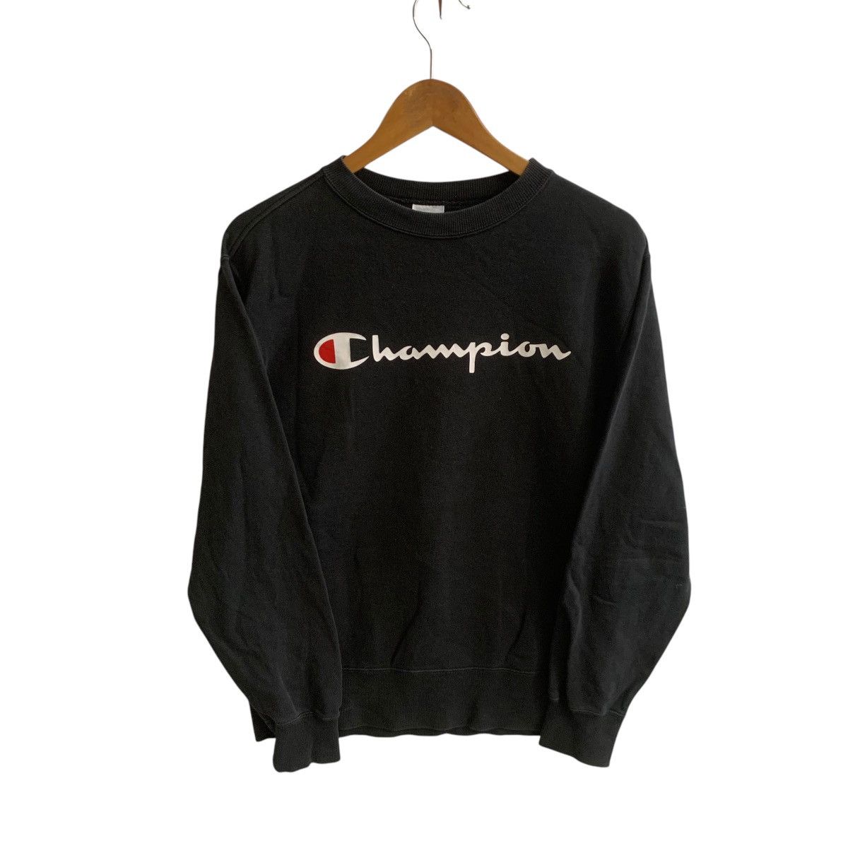 Champion × Vintage Black Champion Spell Out Logo Medium Sweatshirt Size US M / EU 48-50 / 2 - 1 Thumbnail