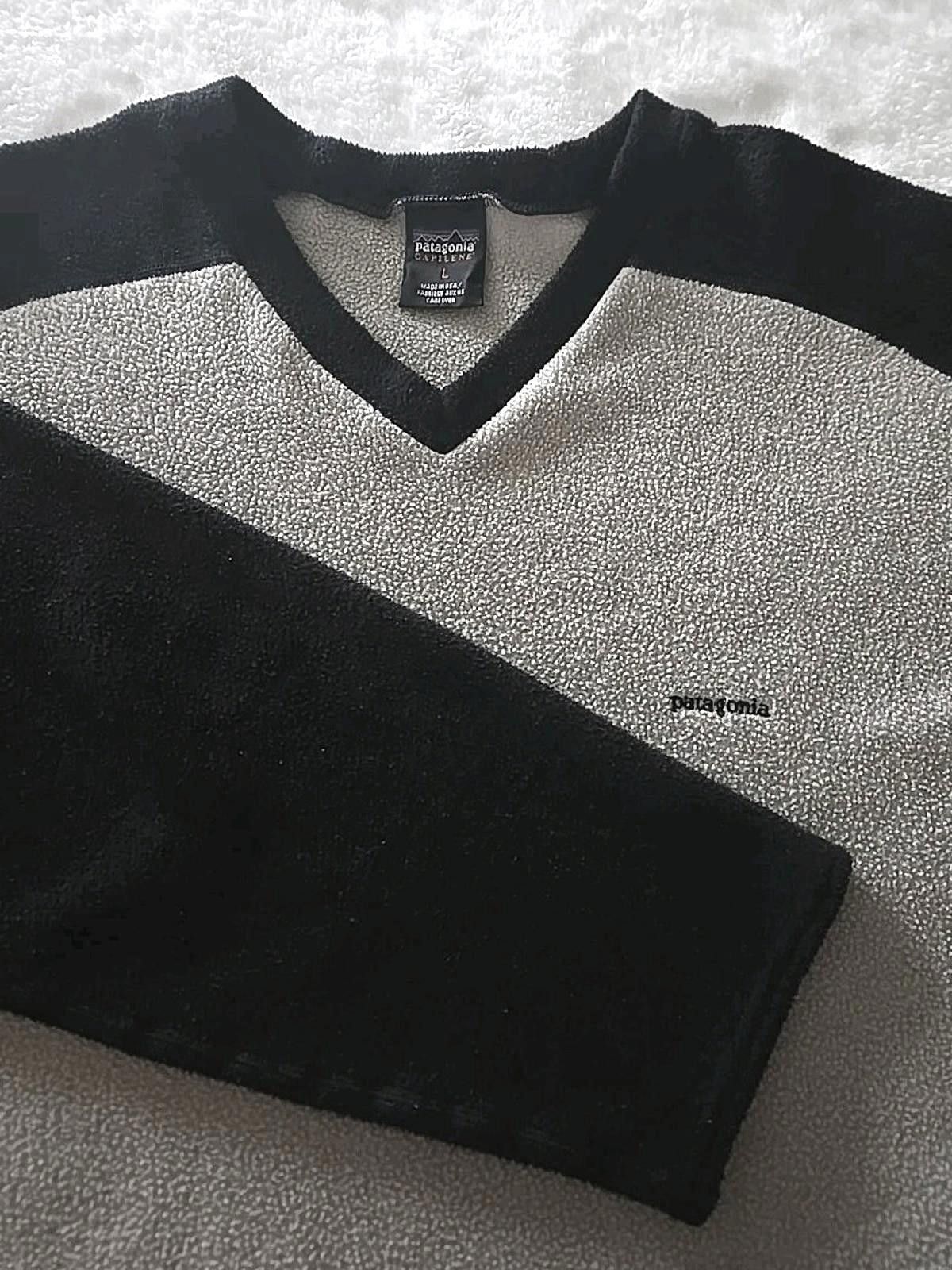 Patagonia Vintage PATAGONIA Capilene Fleece Mens L Grey Black Pullover Size US L / EU 52-54 / 3 - 2 Thumbnail
