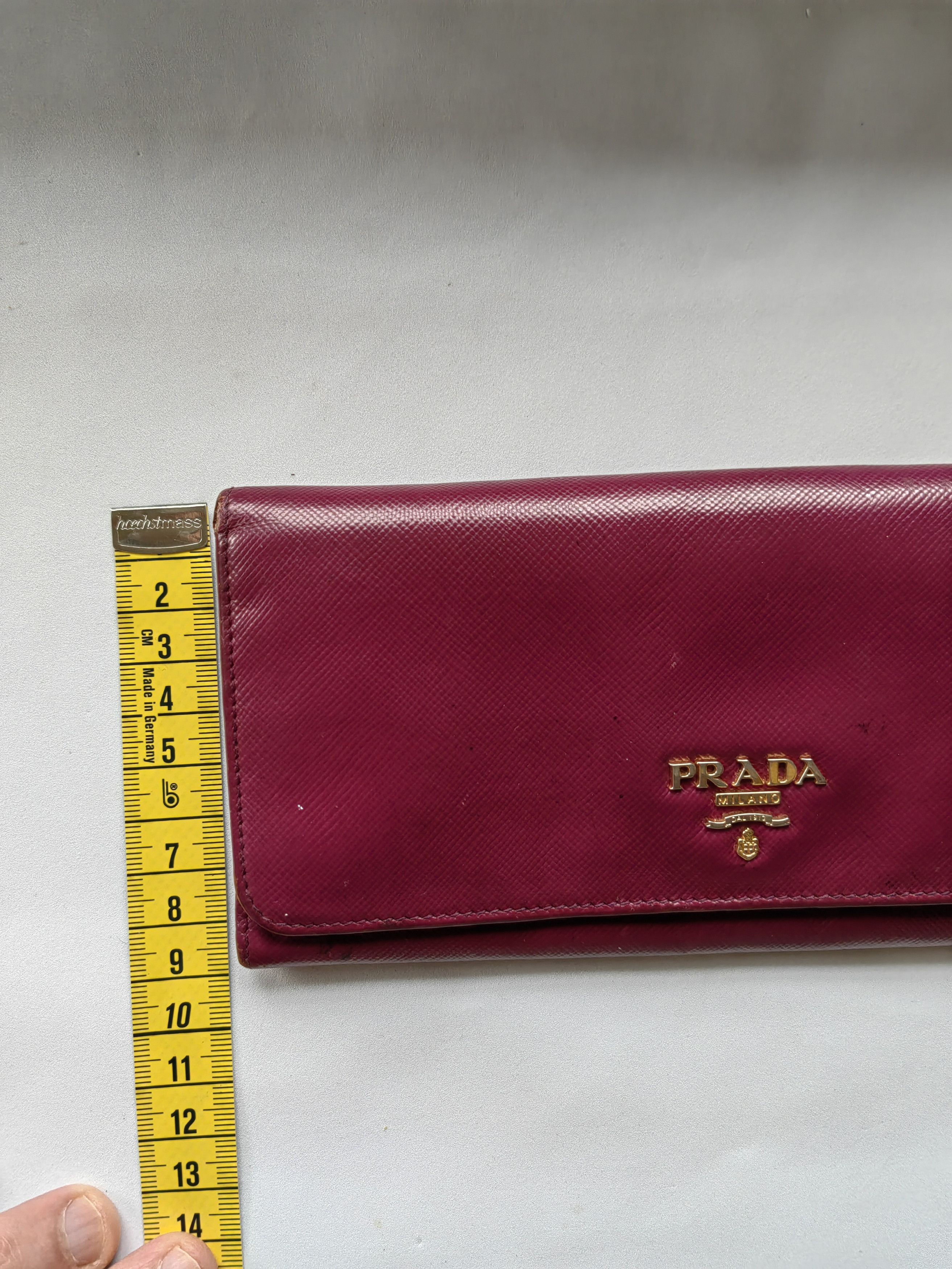 Prada Authentic Prada Wallet Saffiano Long Logo Magenta Size ONE SIZE - 17 Thumbnail