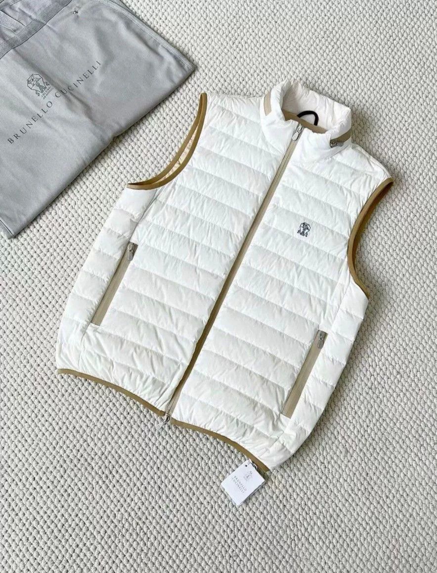 Brunello Cucinelli Brunello Cucinelli Men's White Puffer Vest Size US M / EU 48-50 / 2 - 1 Thumbnail