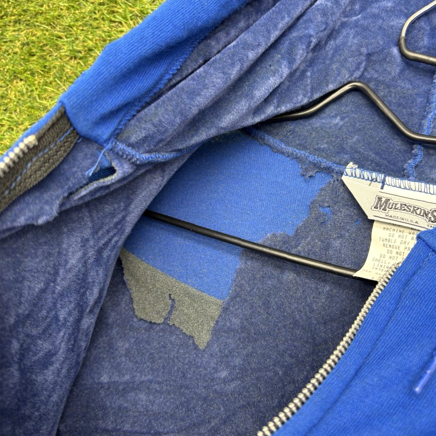 Vintage VINTAGE Muleskins Hoodie Mens Large Blue Full Zip Thermal Lined Sweatshirt 90s Size US L / EU 52-54 / 3 - 4 Thumbnail
