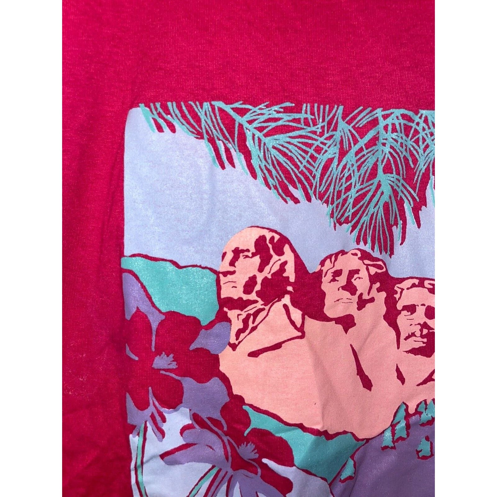 Jerzees Vintage Mount Rushmore Shirt Flower Pink 1989 Tee 80s VTG M Size US M / EU 48-50 / 2 - 3 Thumbnail