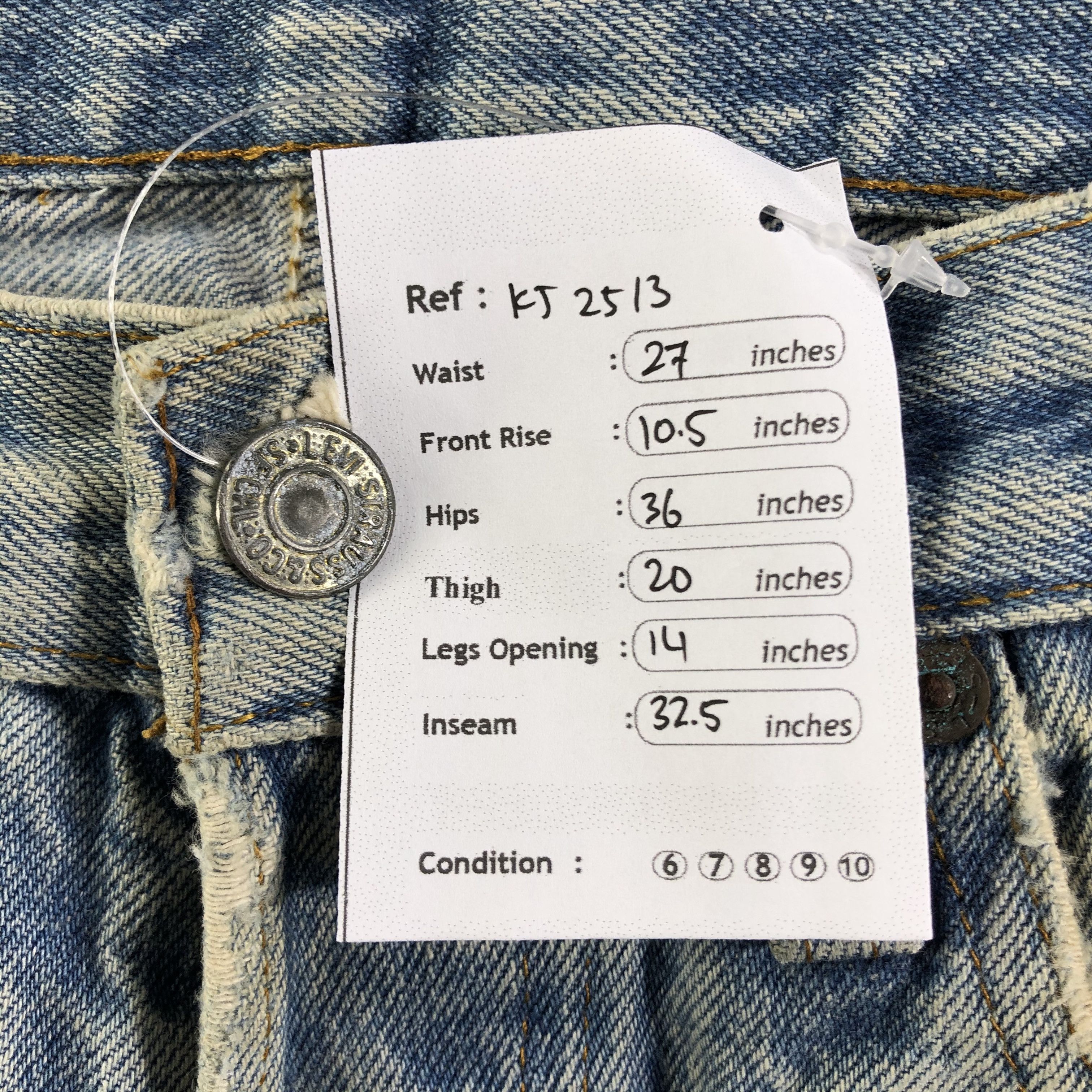 Levi's Vintage Distress 80s Levis 501 Jeans Dirty Wash KJ2513 Size US 27 - 11 Thumbnail