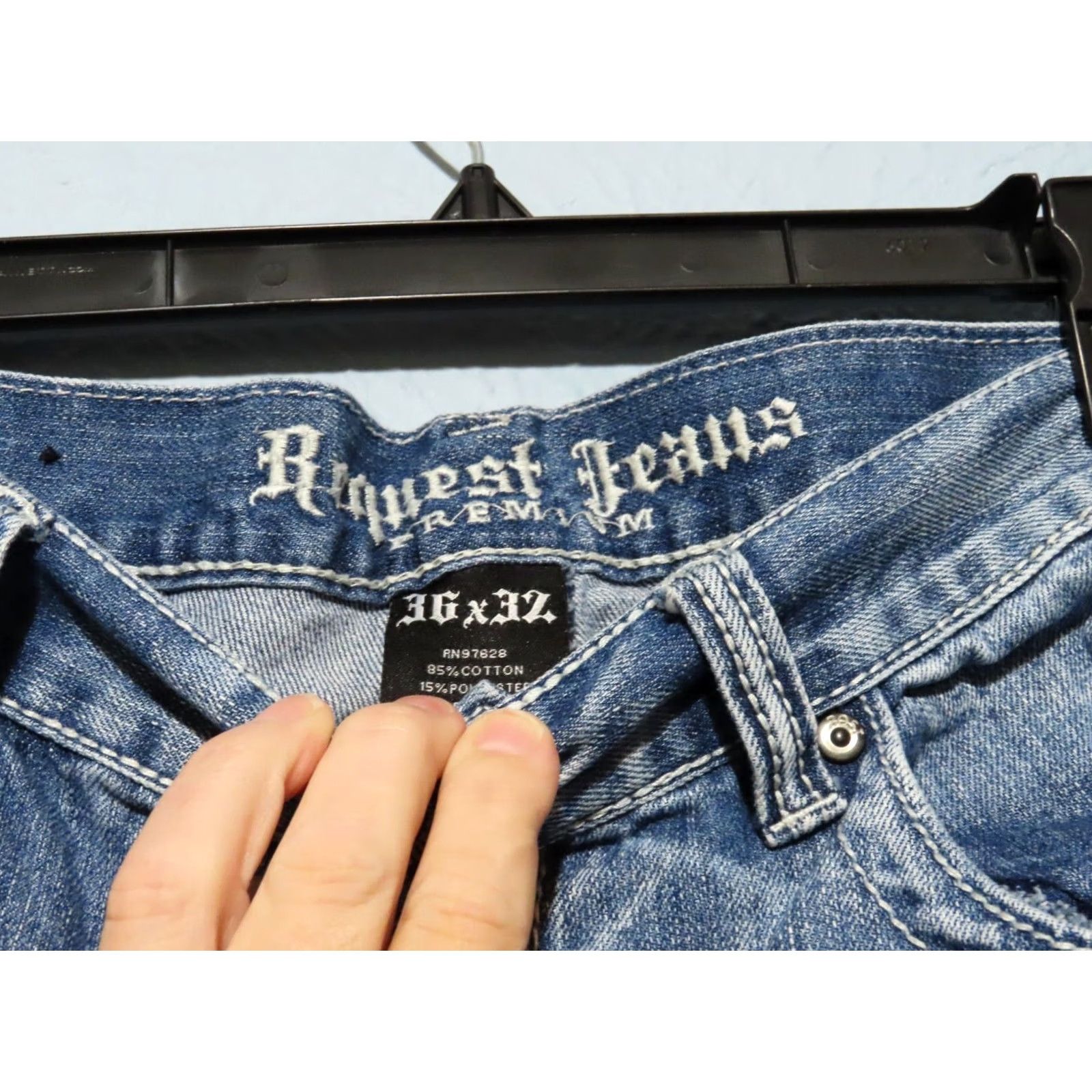 Vintage READ Request Premium Jeans Men 36x32 Blue Denim Straight Leg Cotton Polyester Regular/Cotton Jeans Mens Size US 36 / EU 52 - 7 Thumbnail