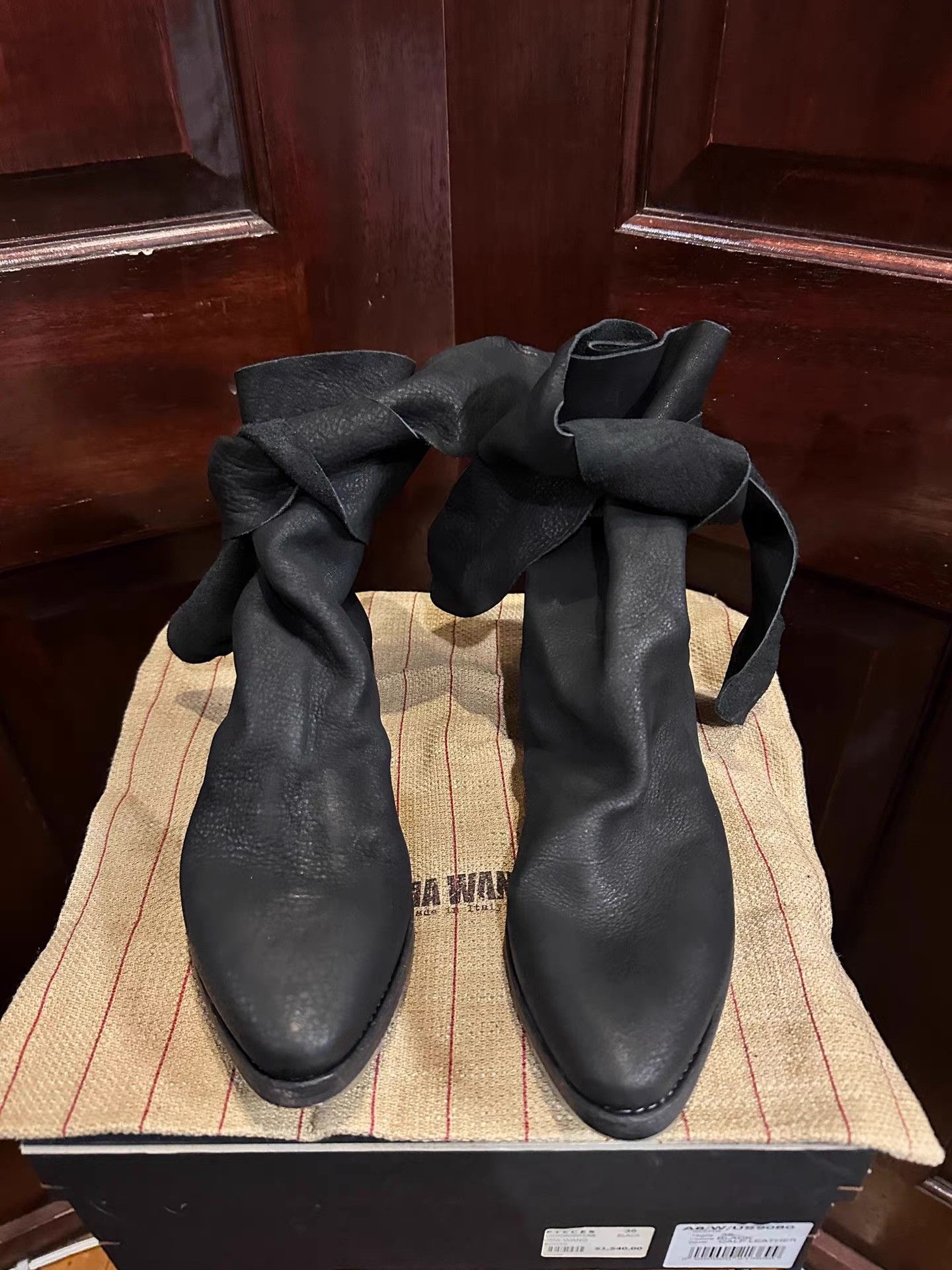 Uma Wang PIECES 19th Anniversary, UMA WANG 18FW Black Tied Boots Ｑ25 Size US 8 / IT 38 - 1 Thumbnail