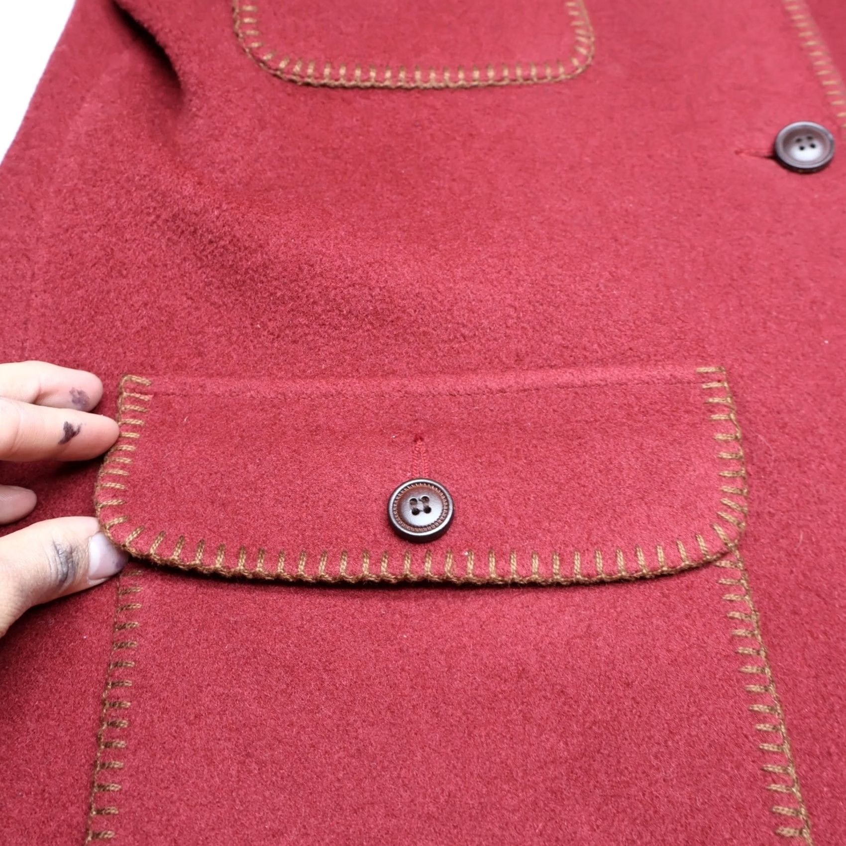 Lands' End VINTAGE Lands' End Coat Womens 12 Red Wool Blend Winter Chore Jacket Coat Button Front Lined Mid-Length USA Made Mens Womens Size XL / US 12-14 / IT 48-50 - 5 Thumbnail