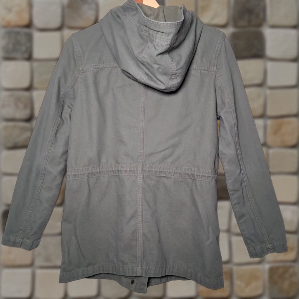 Forever 21 FOREVER 21 Utility Field Jacket Women S Army Green Lightweight Cargo Military Jacket with Pockets Hood Drawstring Waist Canvas Cotton Blend Size S / US 4 / IT 40 - 1 Thumbnail