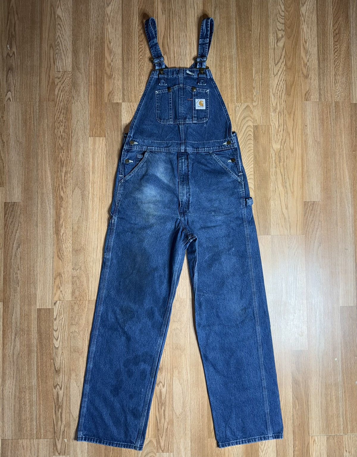 Carhartt Carhartt 36x33.5 Mens Blue Overalls Bib Denim R07 DST Size US 36 / EU 52 - 1 Thumbnail