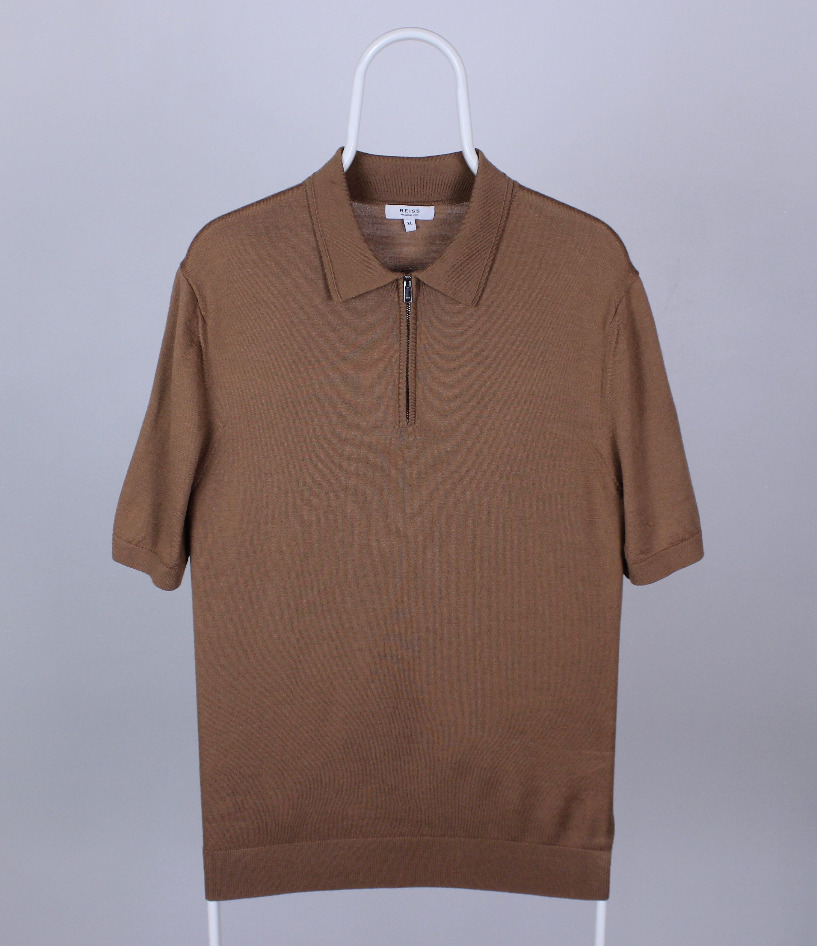 Reiss Reiss merino wool polo shirt men brown white L XL Size US XL / EU 56 / 4 - 1 Thumbnail