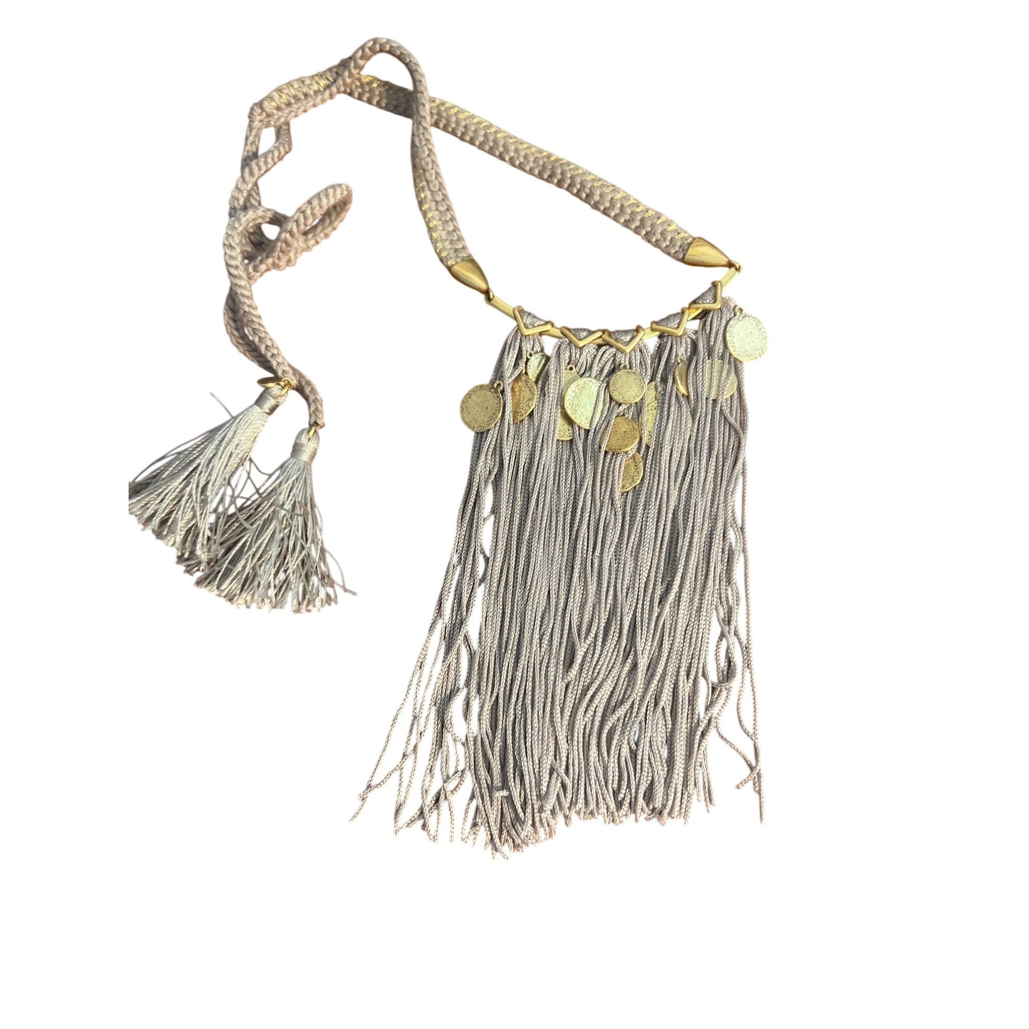 Other Stella & Dot Samar Fringe Necklace Tan Gold Tone Tassel Chok Size ONE SIZE - 1 Thumbnail
