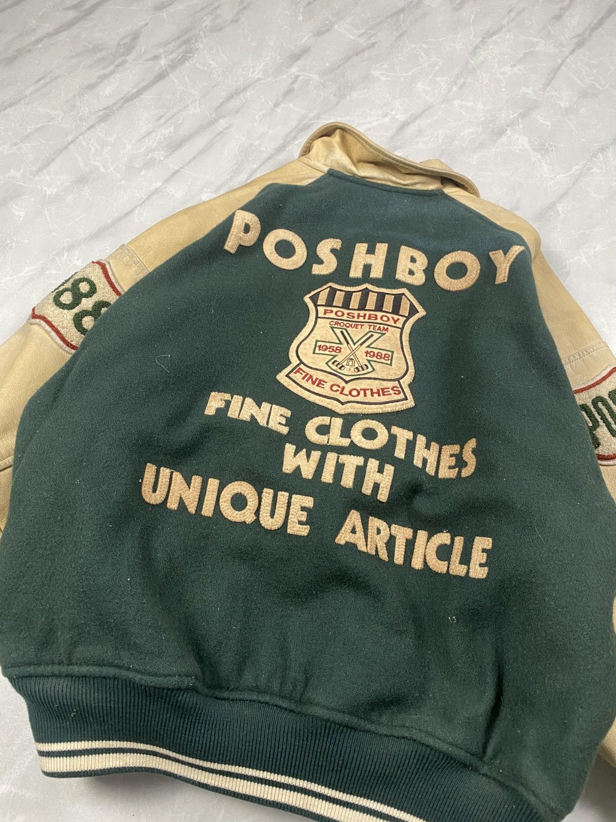 Japanese Brand Rare Vintage 80-90s Poshboy Varsity Leather Jacket Size US L / EU 52-54 / 3 - 2 Thumbnail