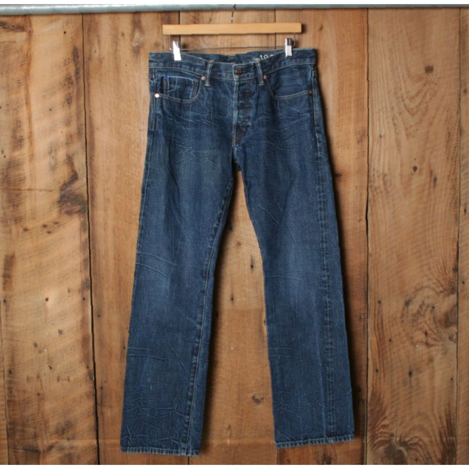 Gap GAP Jeans 1969 Resin Rinse Selvedge Denim Straight Leg Blue Sz. 32x32 Men Cotton Denim Jeans Straight Blue Jeans 32 32 Mens Size US 32 / EU 48 - 2 Thumbnail