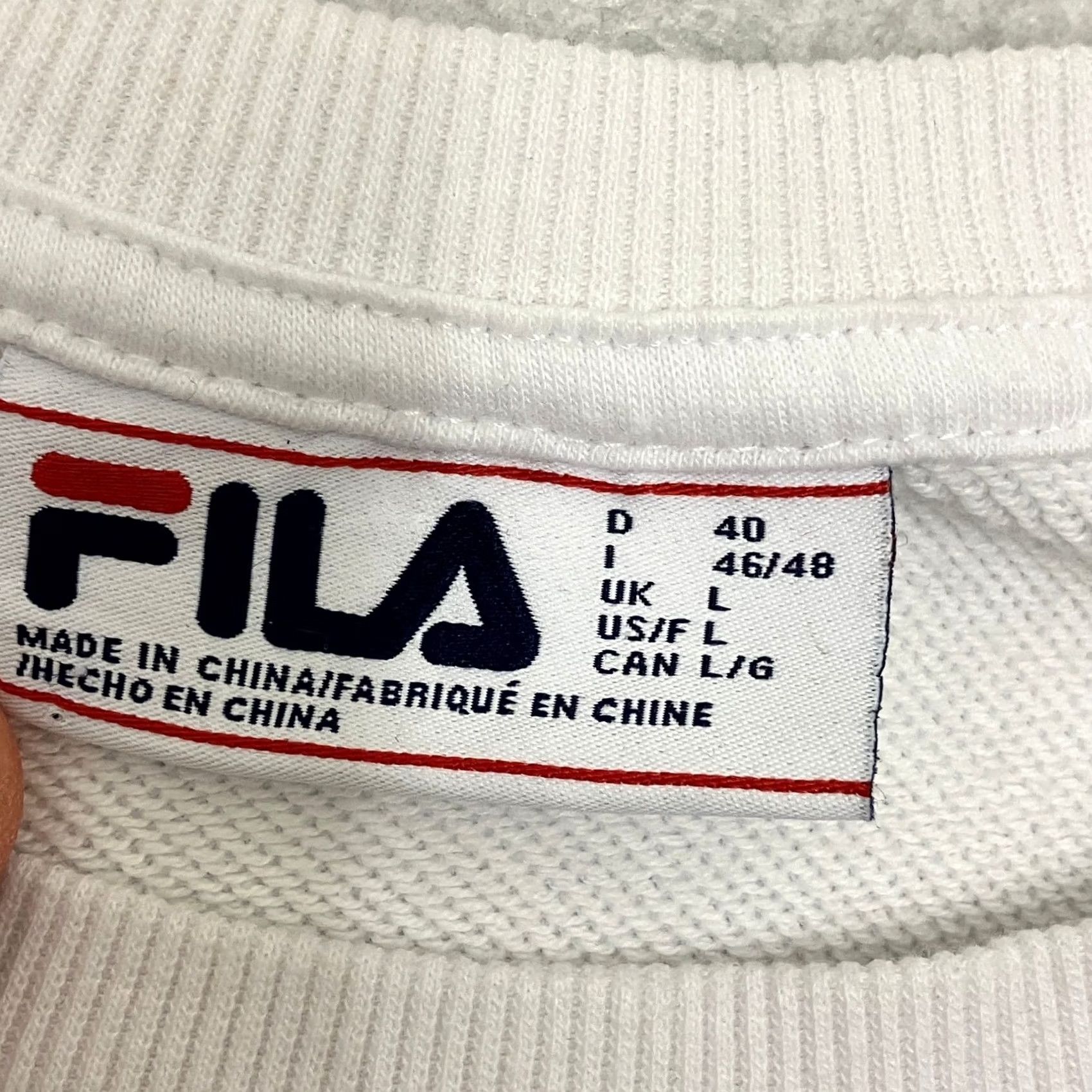 Fila FILA Sweatshirt Mens Large White Logo Crewneck Pullover Sports Size US L / EU 52-54 / 3 - 5 Thumbnail