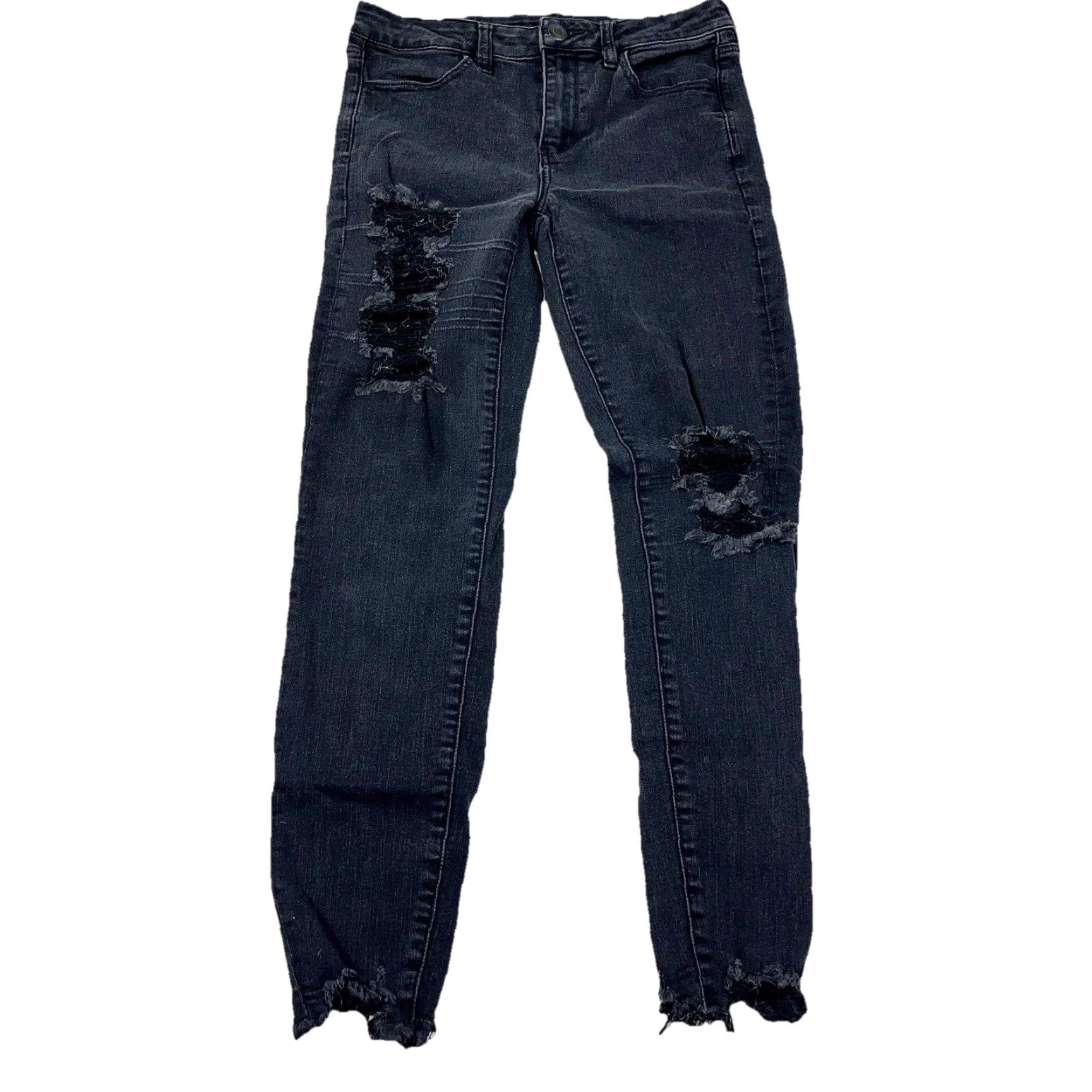 American Eagle Outfitters American Eagle Outfitters Jeans Women 8 Black High Rise Jegging Ripped Distressed Charcoal Wash 5-Pocket Denim Pant Size 30" / US 8 / IT 44 - 2 Thumbnail