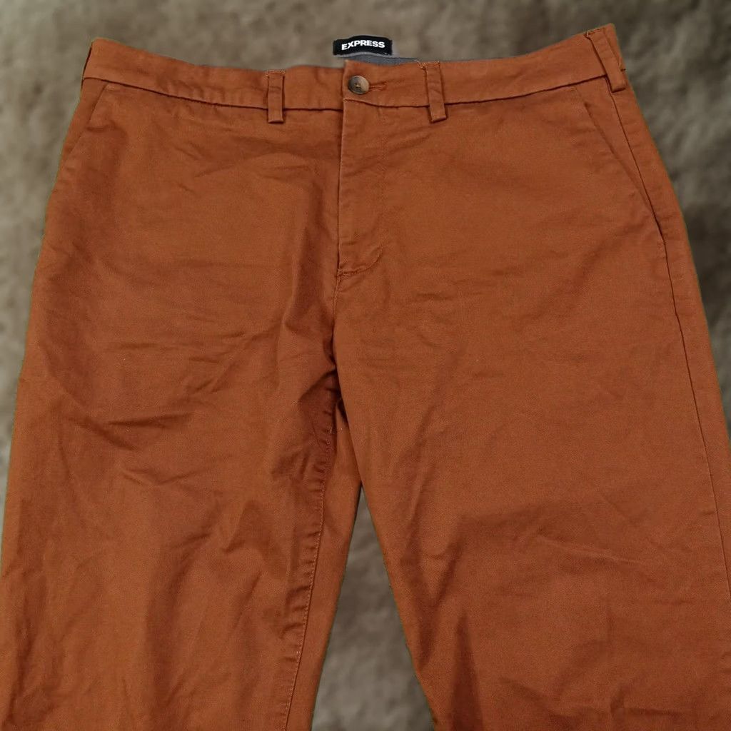 Express Express Pants Mens 34x32 Brown Skinny Chino Extra-Slim Stretch Casual Cotton Size US 34 / EU 50 - 1 Thumbnail