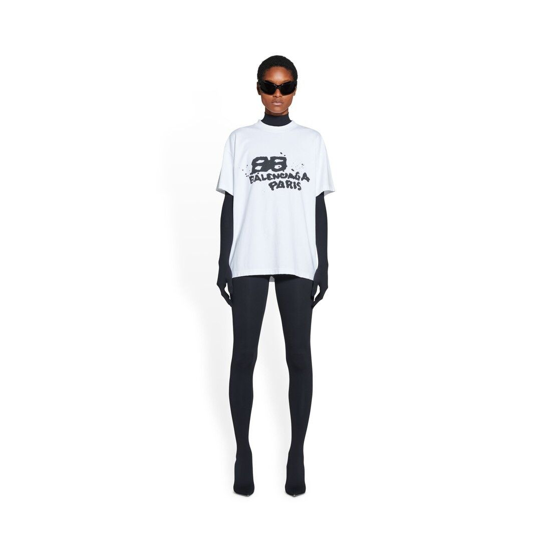 Balenciaga o1s1wg111125 Hand-Drawn BB Icon T-Shirt Medium Fit in White Size XS / US 0-2 / IT 36-38 - 2 Thumbnail