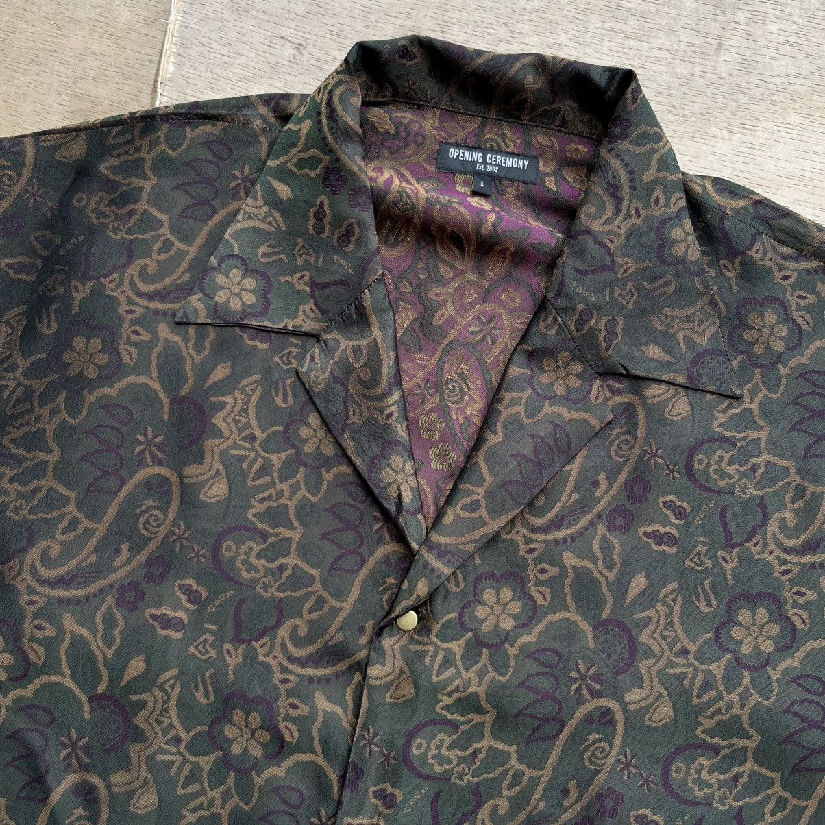 Comme des Garcons OPENING CEREMONY LINEN OPEN COLLAR PAISLEY & FLOWER LS Size US L / EU 52-54 / 3 - 2 Thumbnail