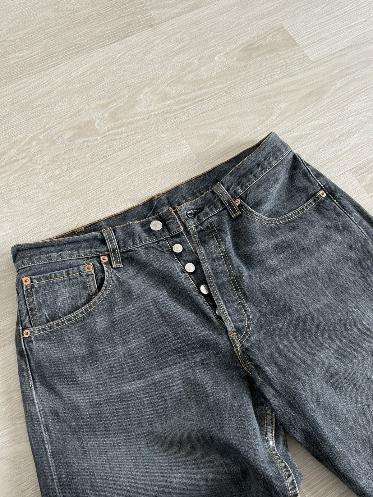 Levi's Vintage 00s Levi's 501 Gray Washed Denim Straight Jeans Size US 33 - 6 Thumbnail