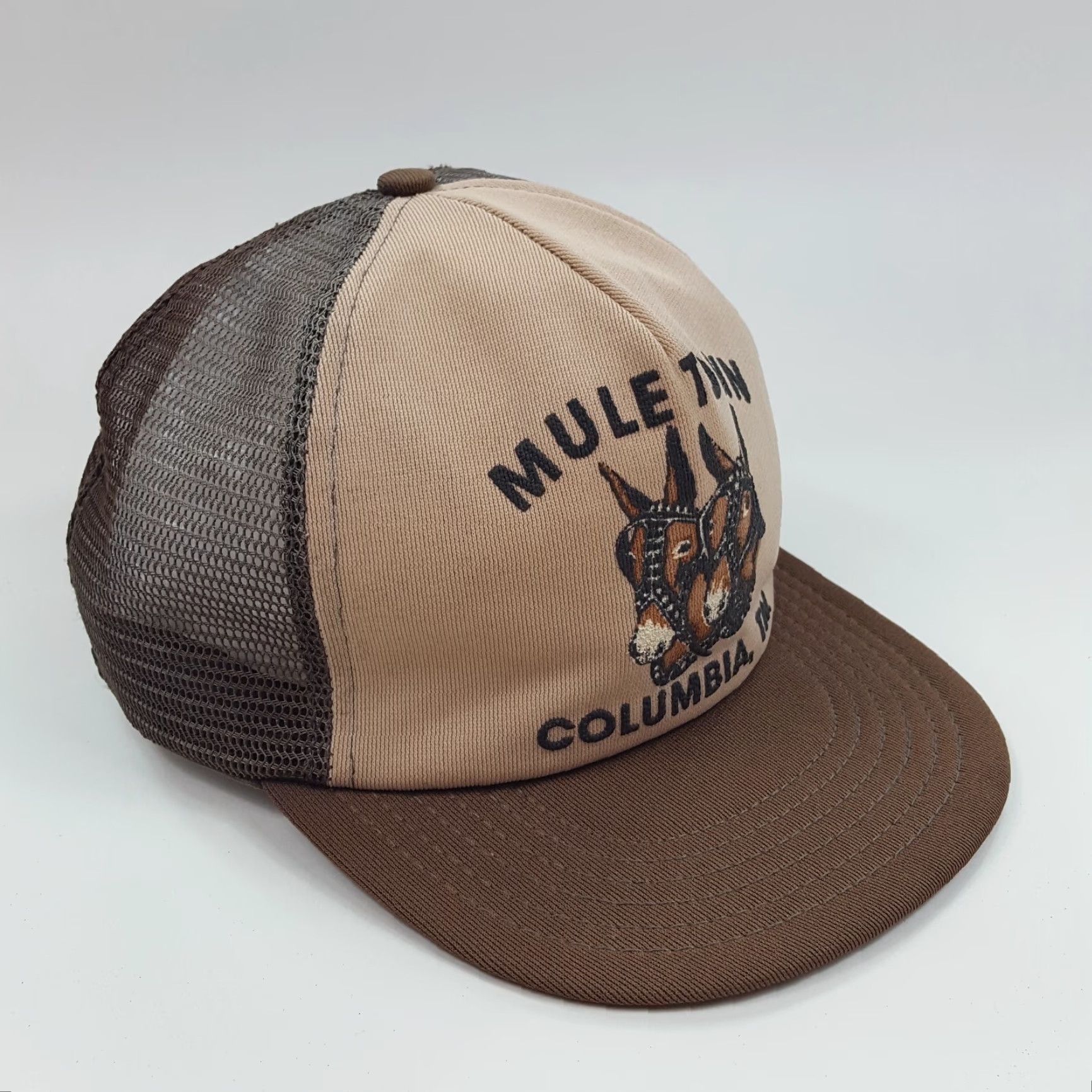 Vintage VINTAGE 80s Mule Town Tennessee Horse Trucker Hat Men Adjustable Brown USA Made Western Cap Retro Cowboy Workwear Size ONE SIZE - 6 Thumbnail