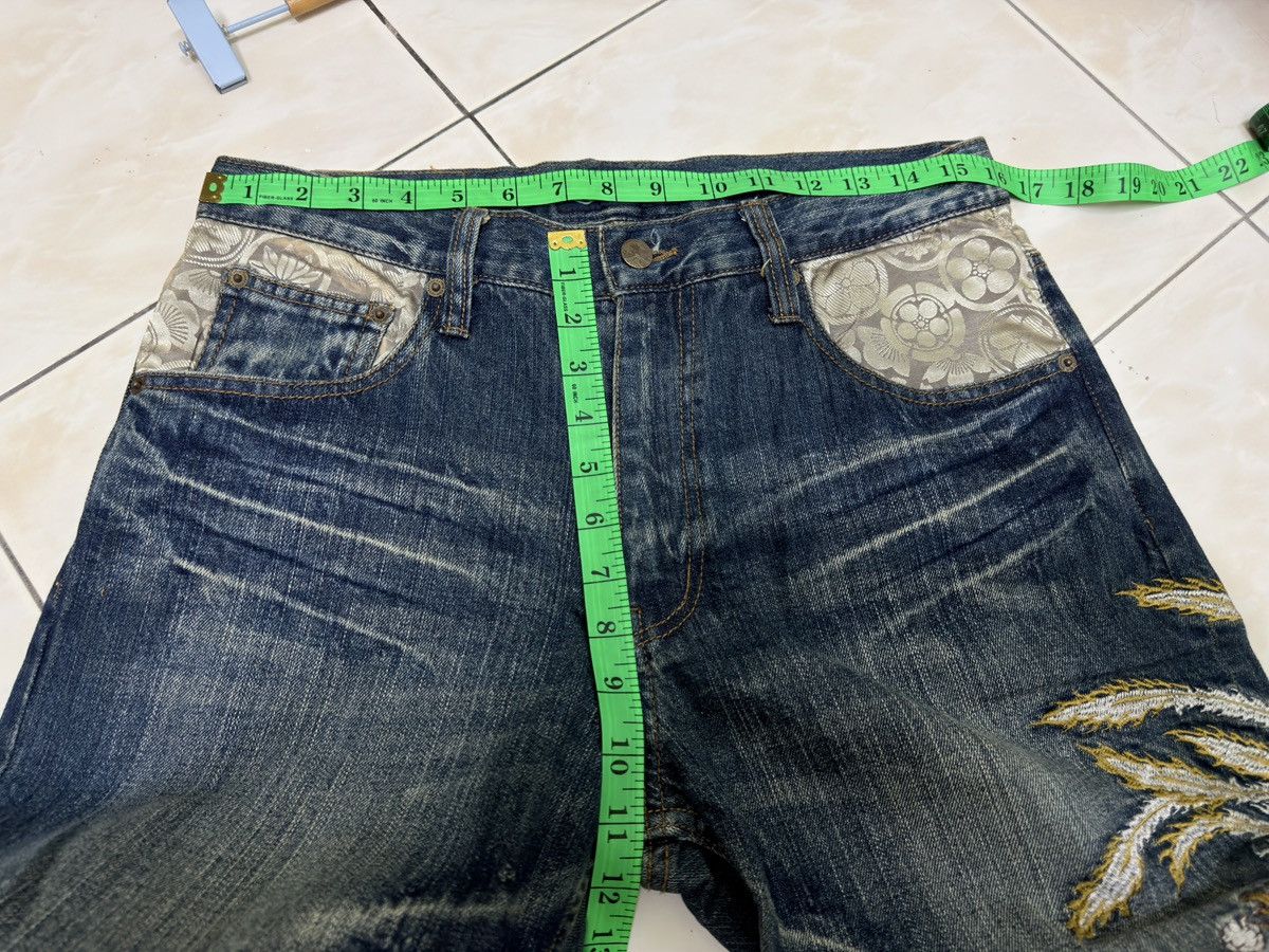 Karakuri Tamashii Bouten Shoten Phoenix Embroidered Straight Fit Denim Jeans Size US 31 - 18 Thumbnail