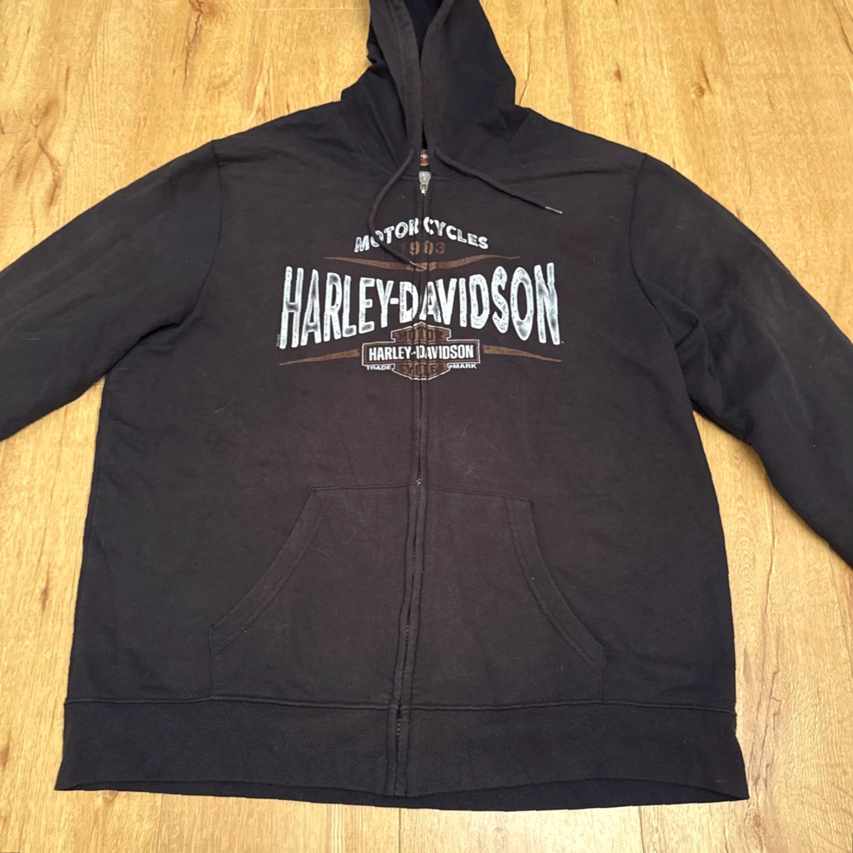 Harley Davidson Harley-Davidson Jacket Boston Full Zip Hooded Men’s XL Black Faded Sweatshirt Motorcycle Women's? Size US XL / EU 56 / 4 - 5 Thumbnail
