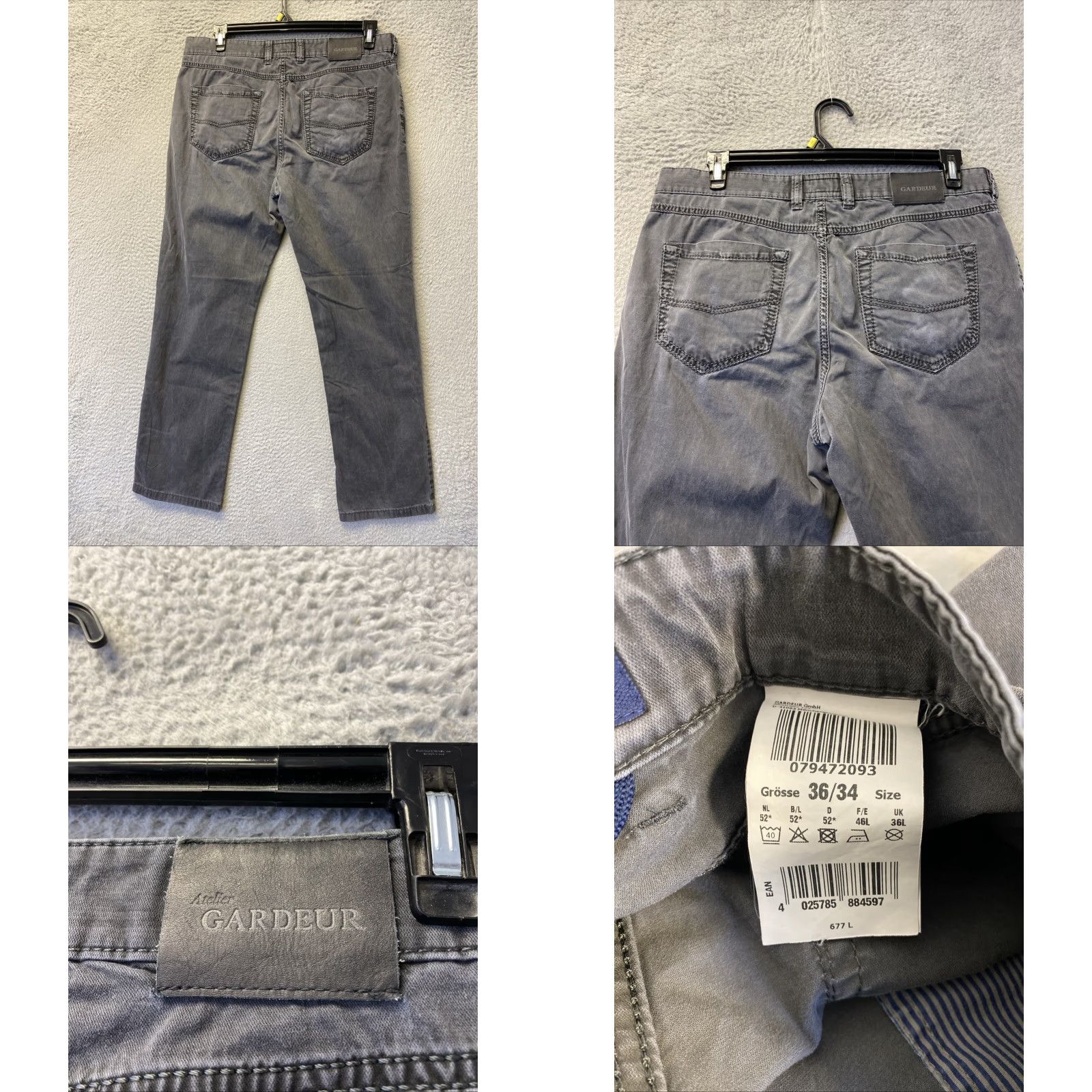 Vintage Atelier Gardeur Navio Pants Men’s 36x34 Gray Regular Straight /0386 Size US 36 / EU 52 - 8 Thumbnail