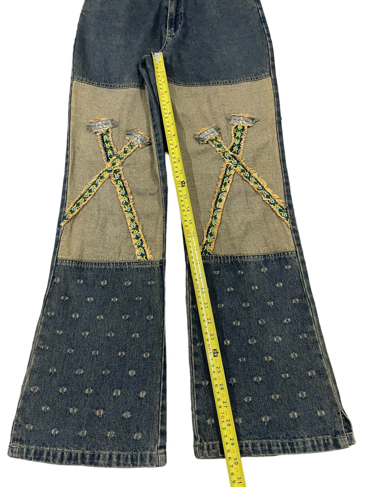 Calvin Klein Vintage CK Calvin Klein Patch Style Distress Flare Jeans Size US 28 / EU 44 - 12 Thumbnail