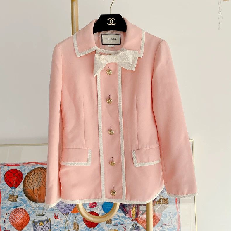 Gucci Gucci Pink Casual Jacket with Bow- DMC Size US M / EU 48-50 / 2 - 1 Thumbnail