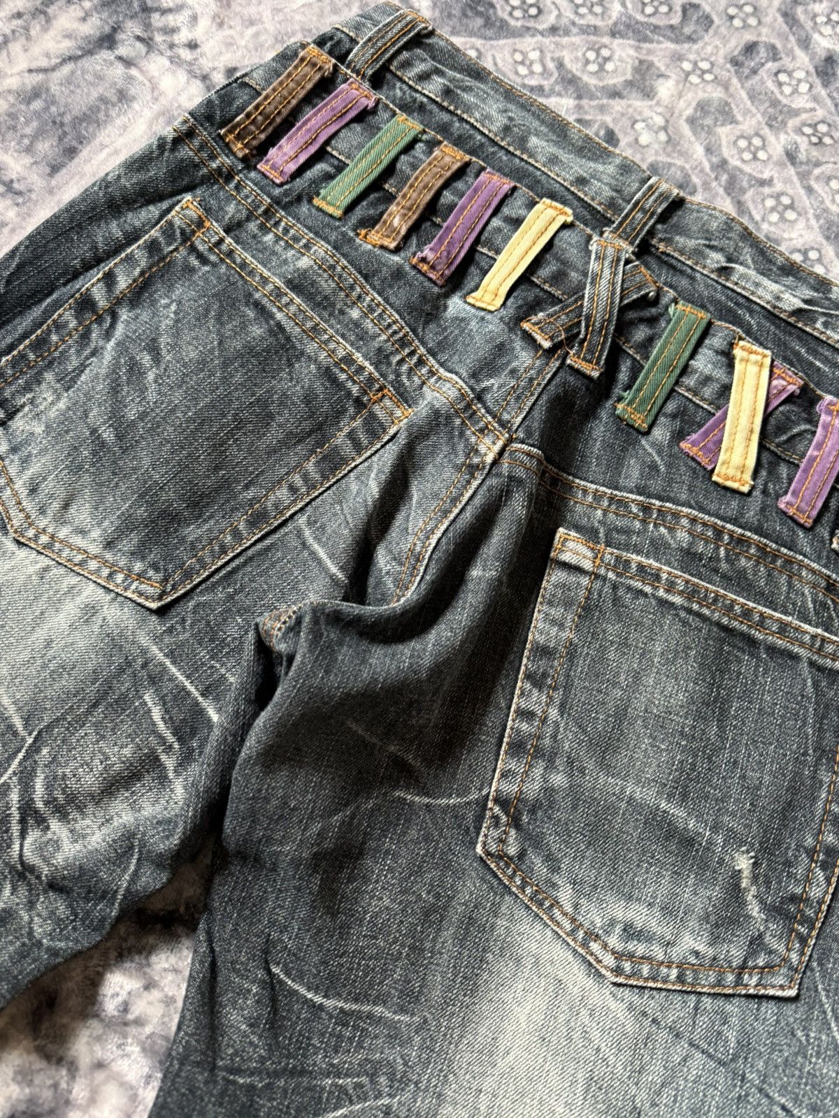 Japanese Brand × LOWBOX × Tete Homme Nylaus Japan Cut And Sew Double Waist Shadow Wash Jeans Size US 30 / EU 46 - 21 Thumbnail