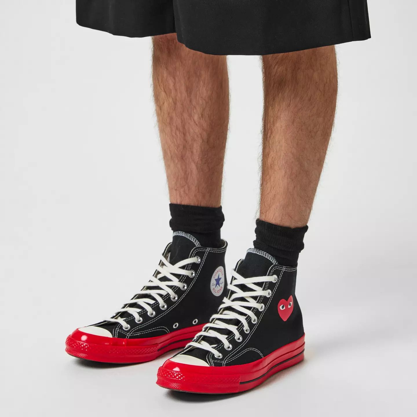 Comme des Garcons PLAY o1g2r1mq0426 Chuck Logo High Top Trainers in Black/Red Size US 9 / EU 42 - 2 Thumbnail