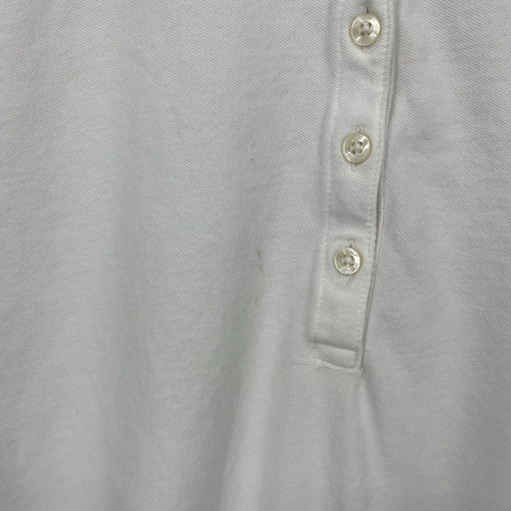 Tommy Hilfiger Tommy Hilfiger Polo Shirt Women's XL White Solid Cotton Blend Logo Button Collared Casual Times: 90s? (adjusted) Size XL / US 12-14 / IT 48-50 - 4 Thumbnail