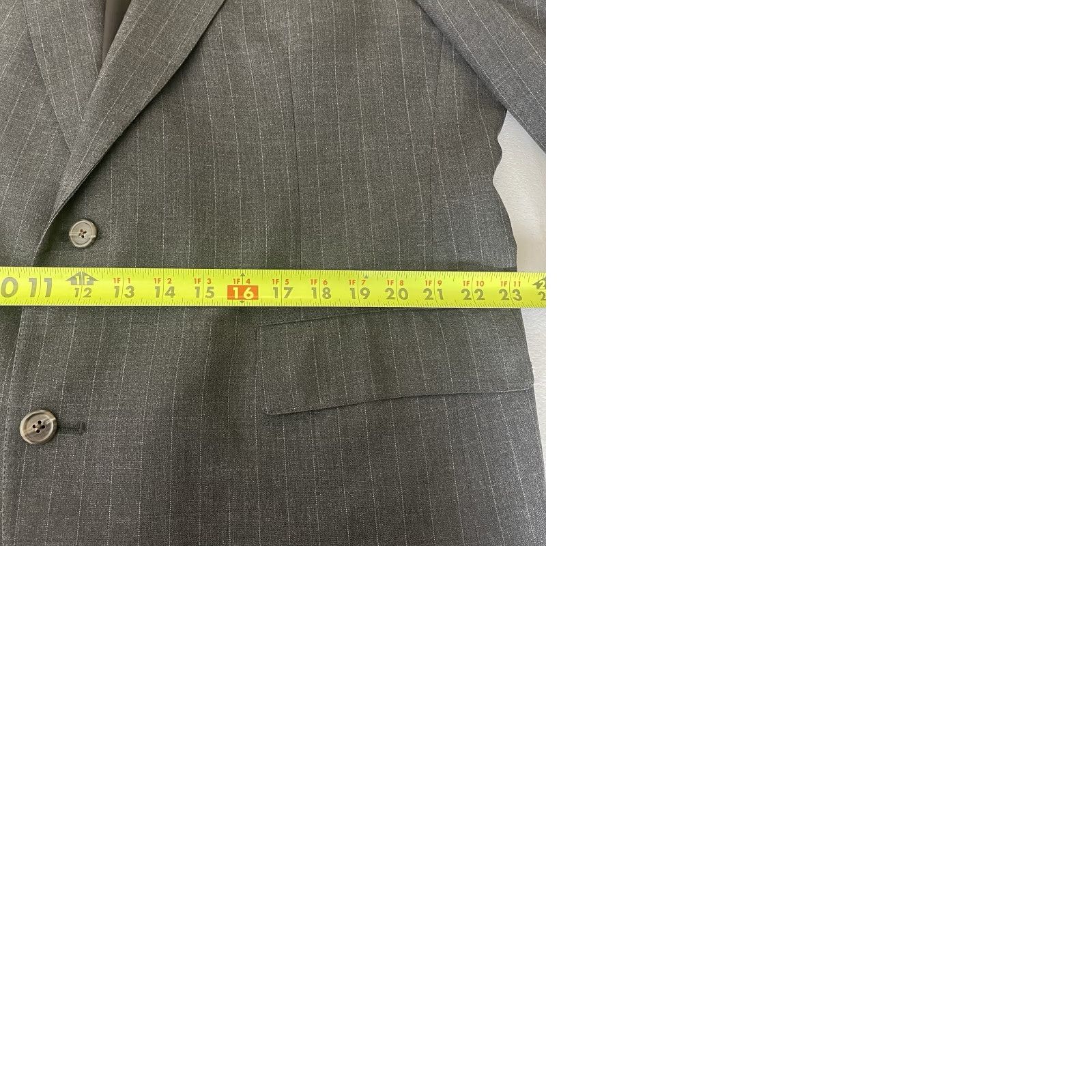 VINTAGE Brooks Brothers Blazer Mens 46R Gray Striped Pure Wool Two Buttons USA Made