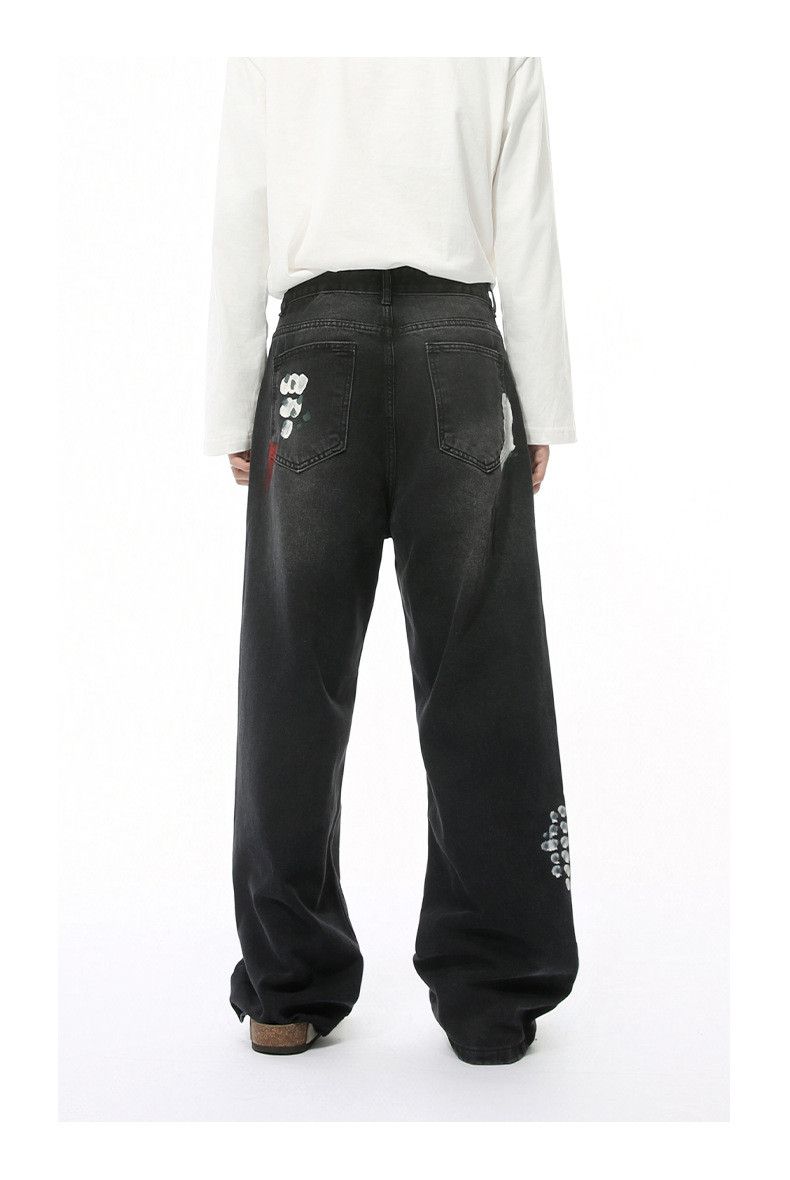 Japanese Brand × Jean Fashion irregular graffiti washed vintage jeans Size US 32 / EU 48 - 6 Thumbnail