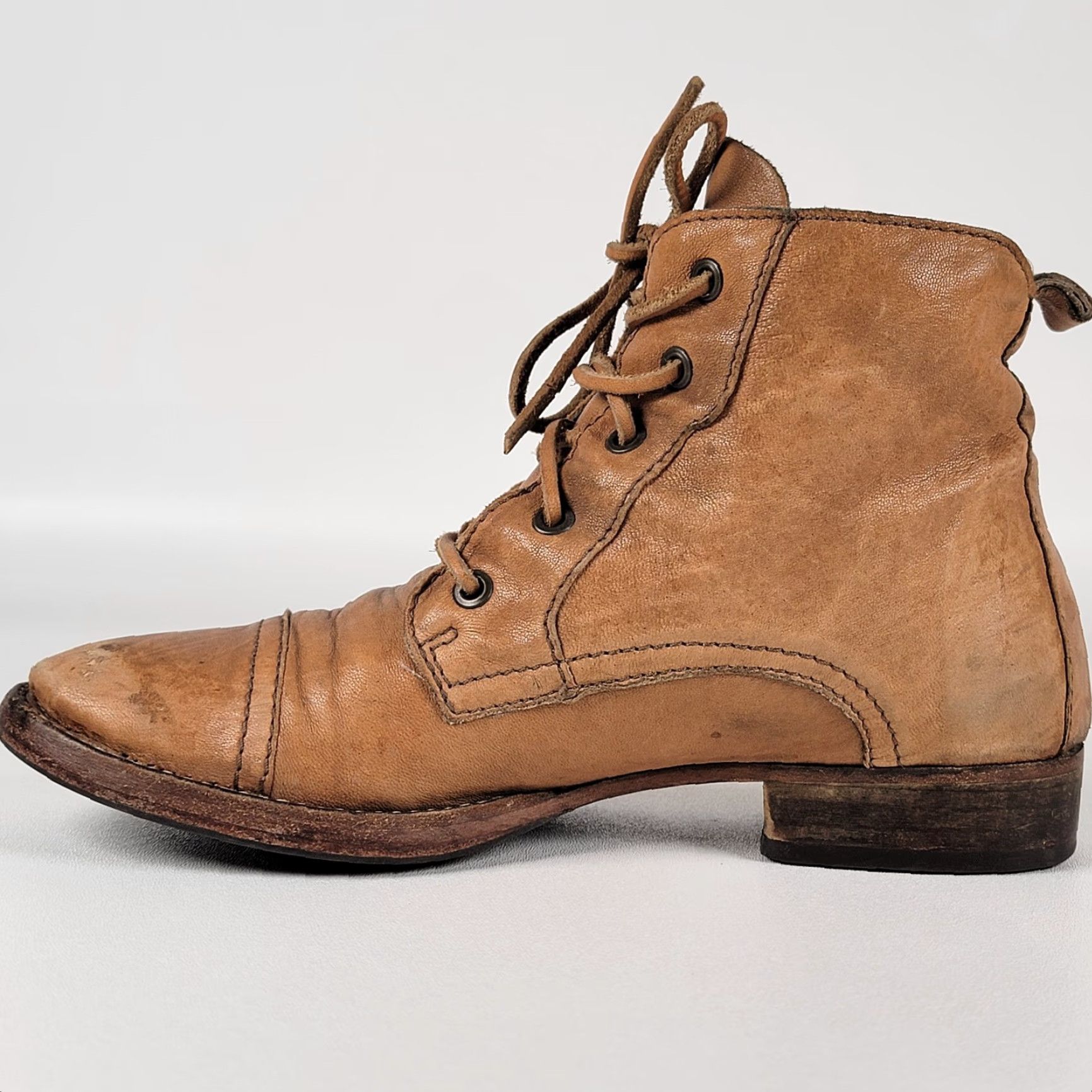 Vintage Bed-Stü Captoe Ankle Boots Mens 38 Brown Tan Leather Leather Cap Toe Boots Mens Shoes Size US 6 / EU 39 - 5 Thumbnail
