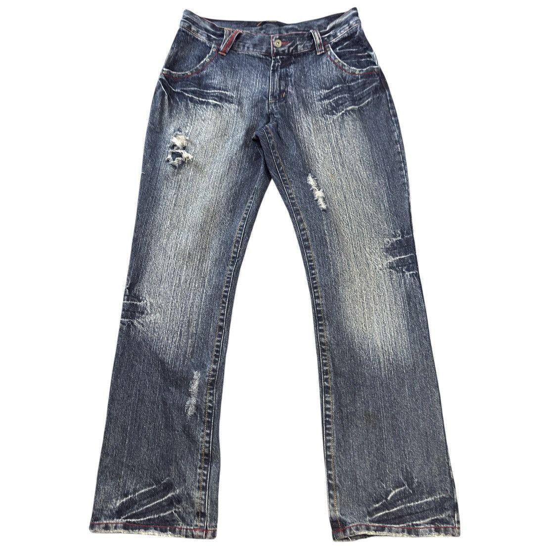 If Six Was Nine Vintage 90s Japanese Whisker Distressed Iron Denim Size US 34 / EU 50 - 2 Thumbnail