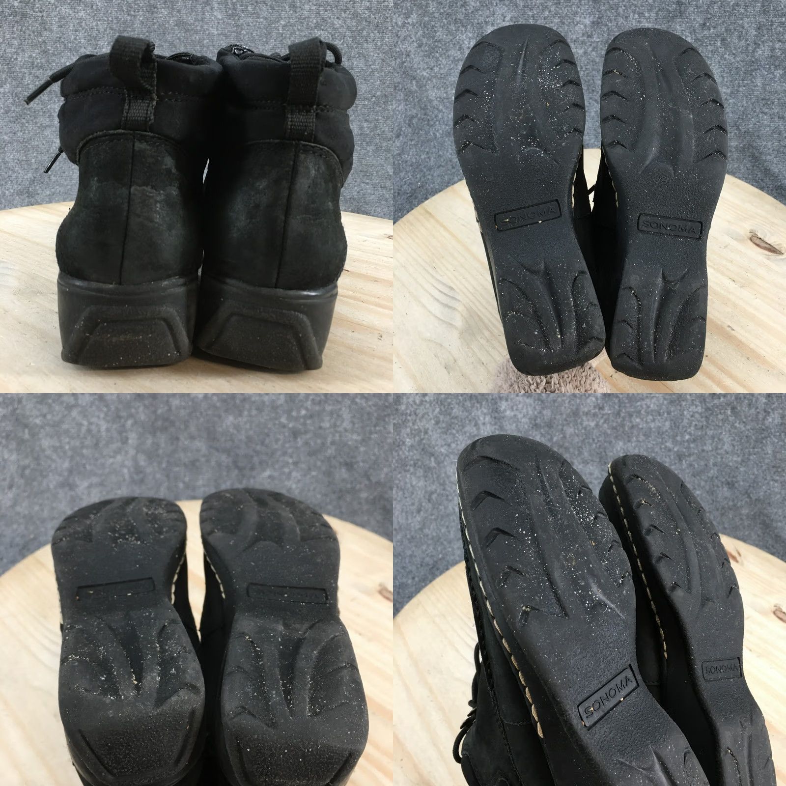 Vintage Sonoma Boots Womens 7 M Jasper Ankle Booties Black Leather Moc Toe Wedge Heels - China Size US 7 / IT 37 - 8 Thumbnail
