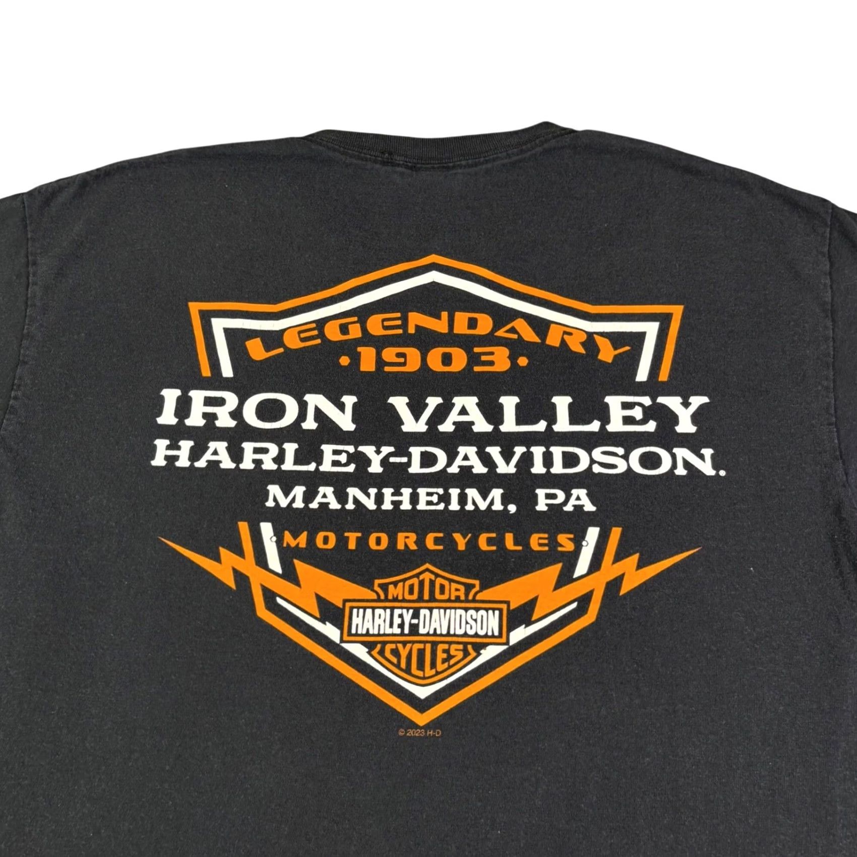 Harley Davidson VINTAGE Harley-Davidson Iron Valley T-Shirt Mens Black Short Sleeve XL 2023 USA Logo Graphic Print Cowboy Western Transportation Size US XL / EU 56 / 4 - 2 Thumbnail