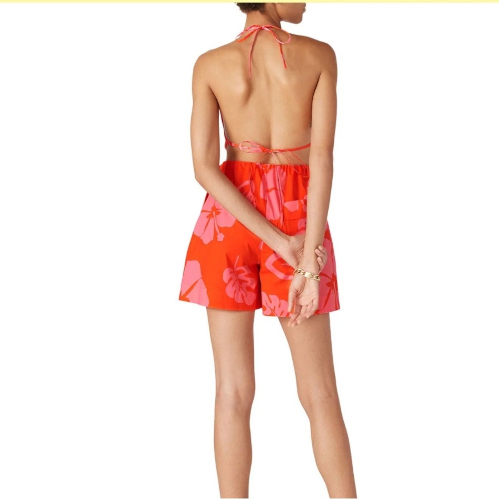 Staud Staud Georgia Floral Romper - Size 10 - Pink & Red Tropical Size 32" / US 10 / IT 46 - 3 Thumbnail