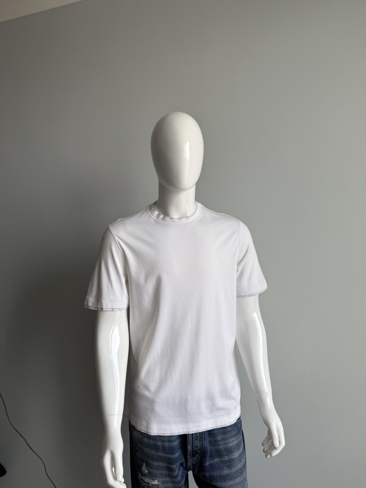 Brunello Cucinelli Brunello Cucinelli Silk White Crew Neck T-Shirt Cotton Size US M / EU 48-50 / 2 - 8 Thumbnail
